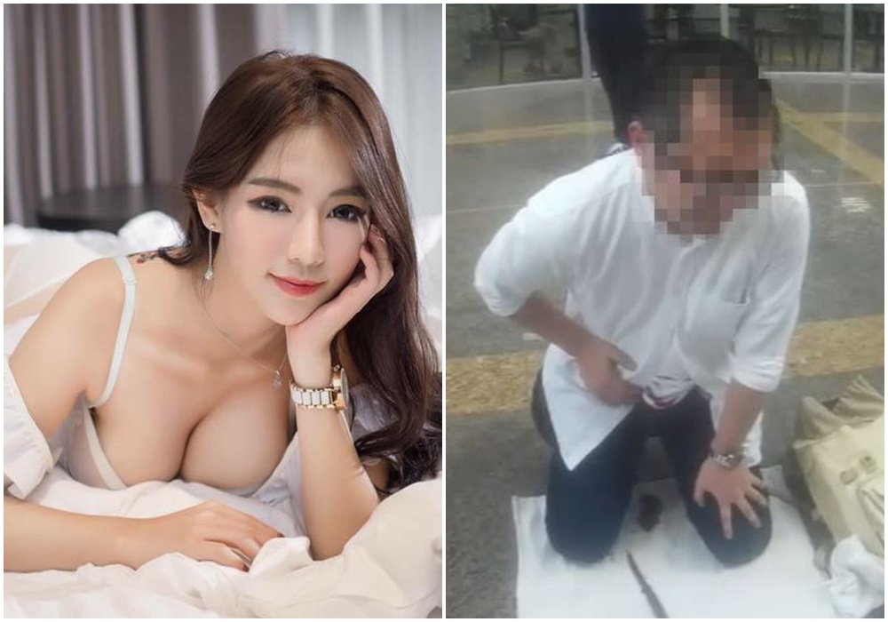 日籍男子涉谷到南軟找女模周盈欣，卻緒激動拿出水果刀自殘。（右圖取自臉書黑色豪門企業；左圖取自周盈欣臉書）