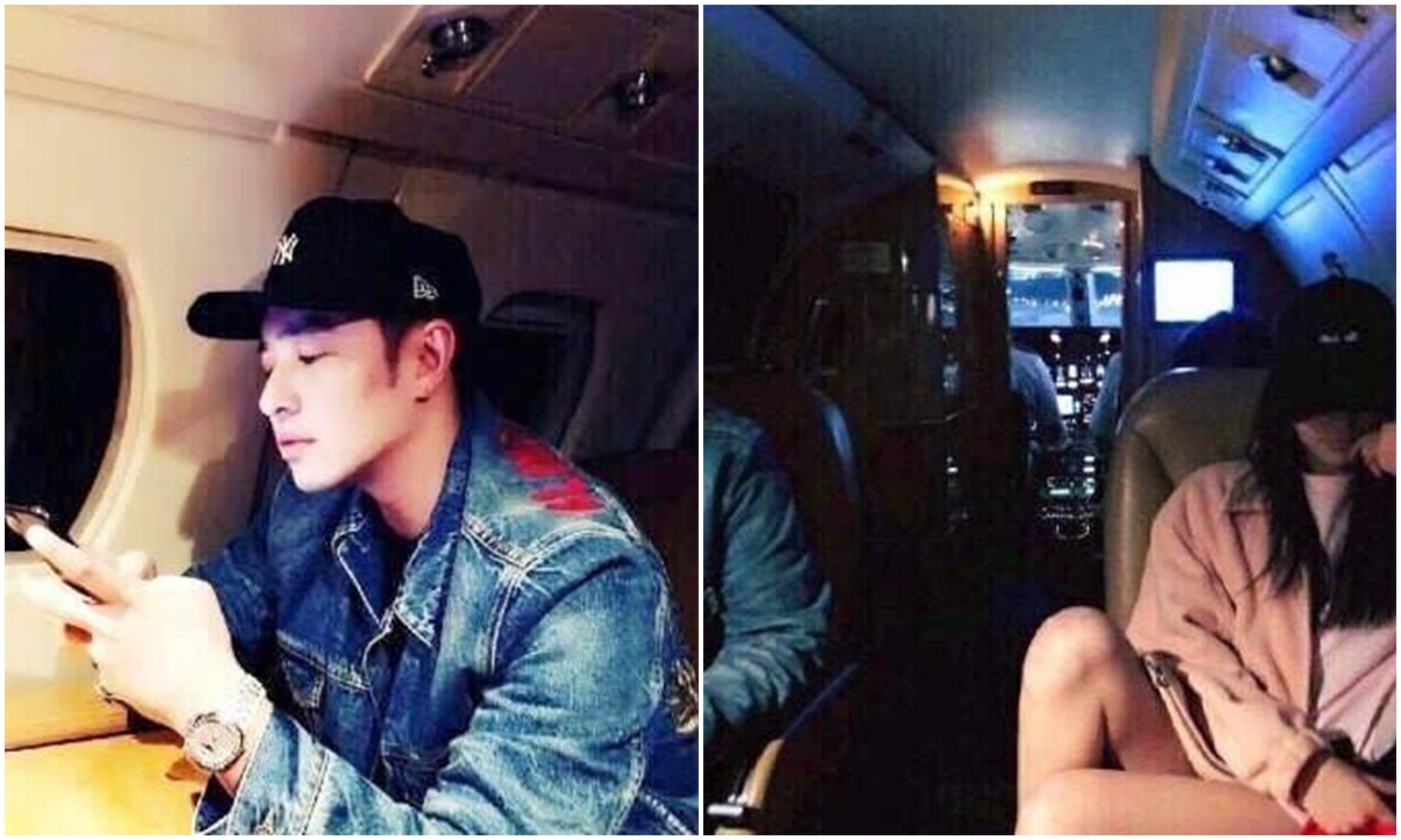 潘瑋柏傳出與上海東方航空空姐宣芸熱戀中，宣芸搭機照片中，左邊有牛仔外套，與潘瑋柏的搭機照相仿。（翻攝自Luna IG）
