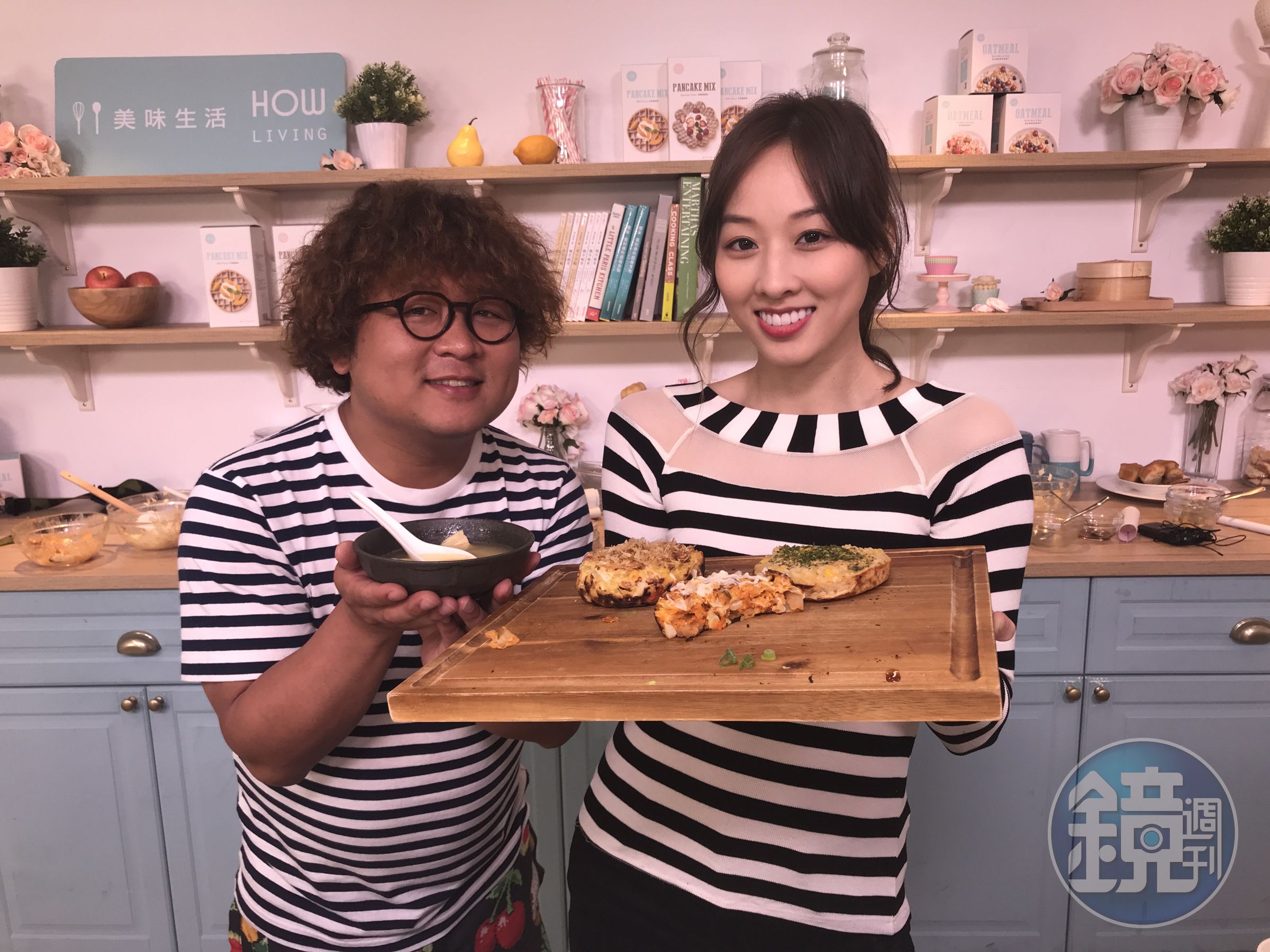 納豆與夏語心在「美味生活：一秒變大廚」親自下廚，卻差點變暗黑料理。（美味生活提供）
