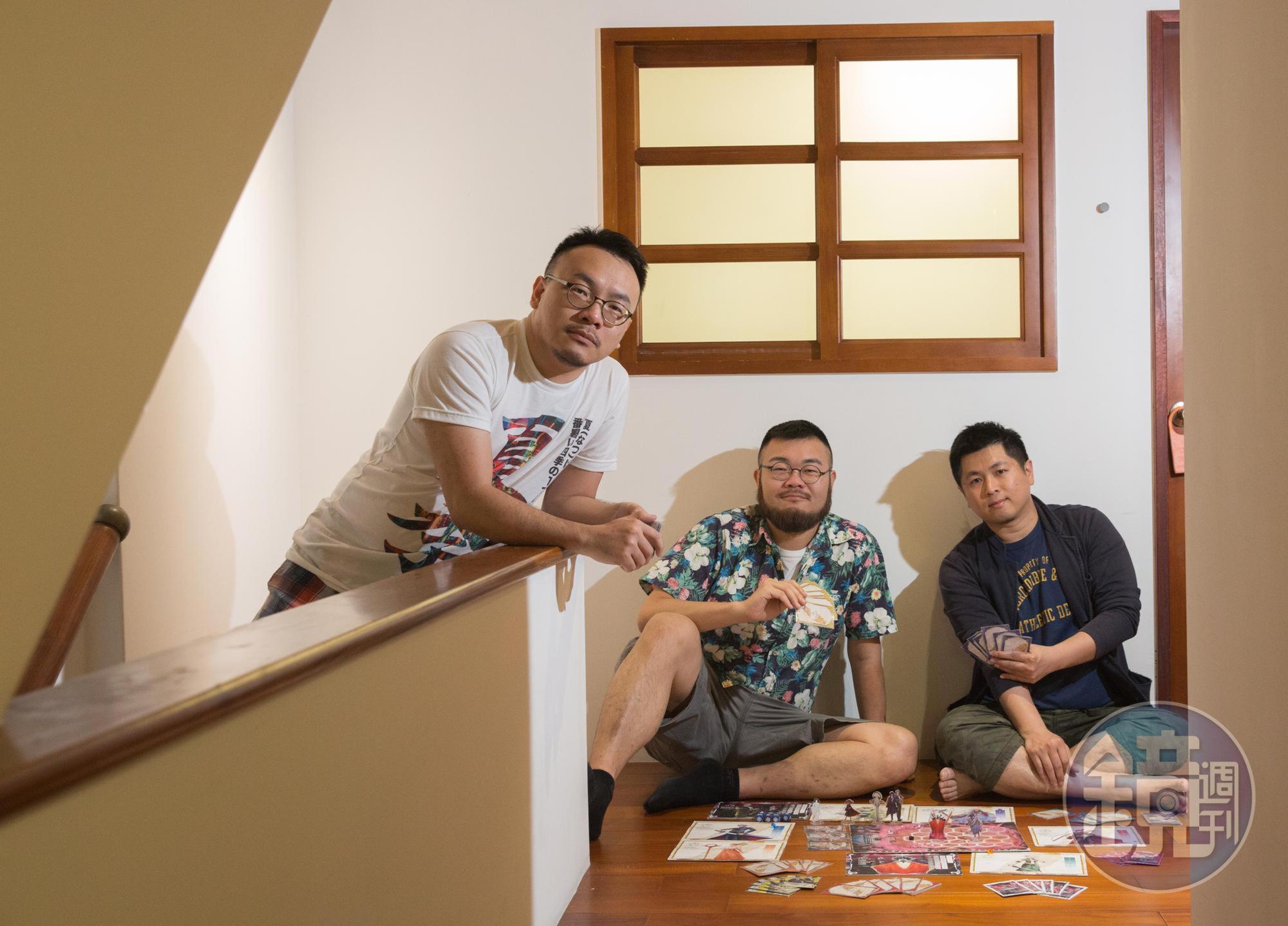 桌遊《敢愛就來》將同志議題帶入遊戲,由左至右為遊戲機制設計師陳智帆、動畫製作邱煥升、製作人張少濂。