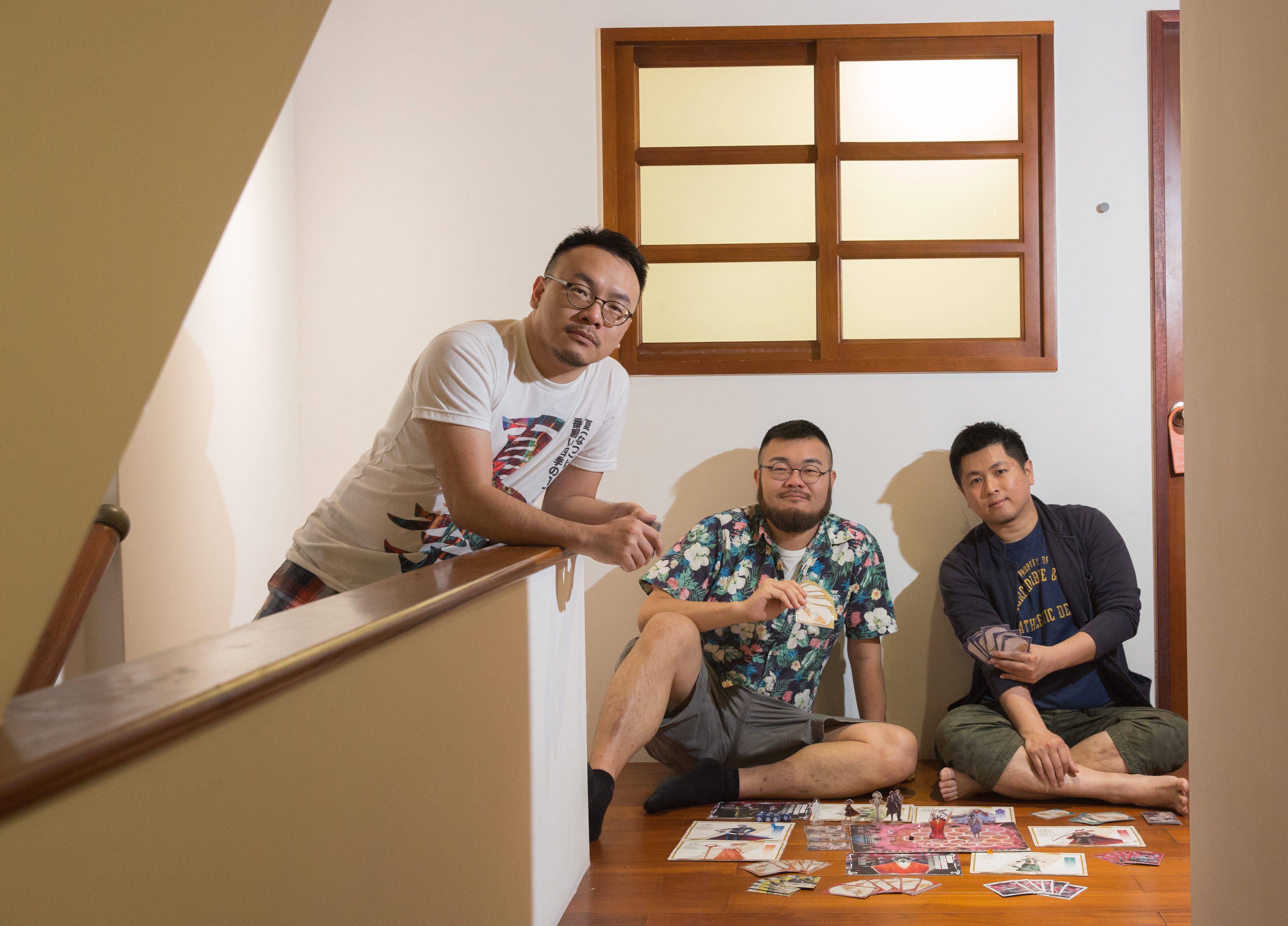 桌遊《敢愛就來》將同志議題帶入遊戲，由左至右為遊戲機制設計師陳智帆、動畫製作邱煥升、製作人張少濂。