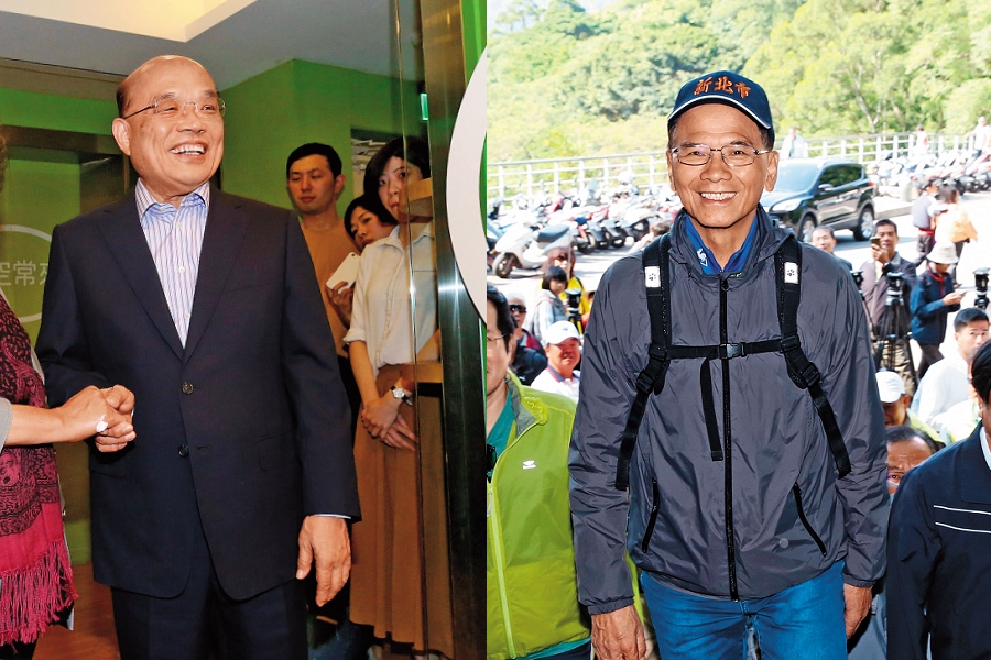 民進黨2份新北市長關鍵民調指出，游錫堃（右）與侯友宜對陣，有超過2位數的差距，蘇貞昌（左）與侯則不相上下。