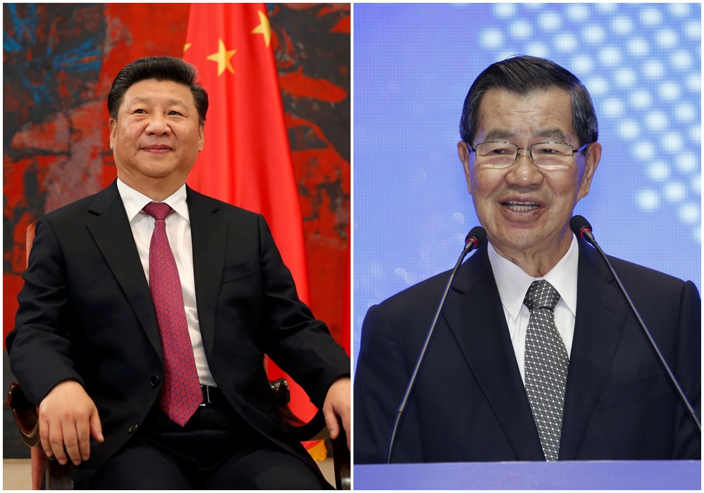 博鰲亞洲論壇2018年年會8日至11日在中國海南博鰲舉行，蕭萬長（右）率領台灣企業家代表團參與。（左圖翻攝自大華網）