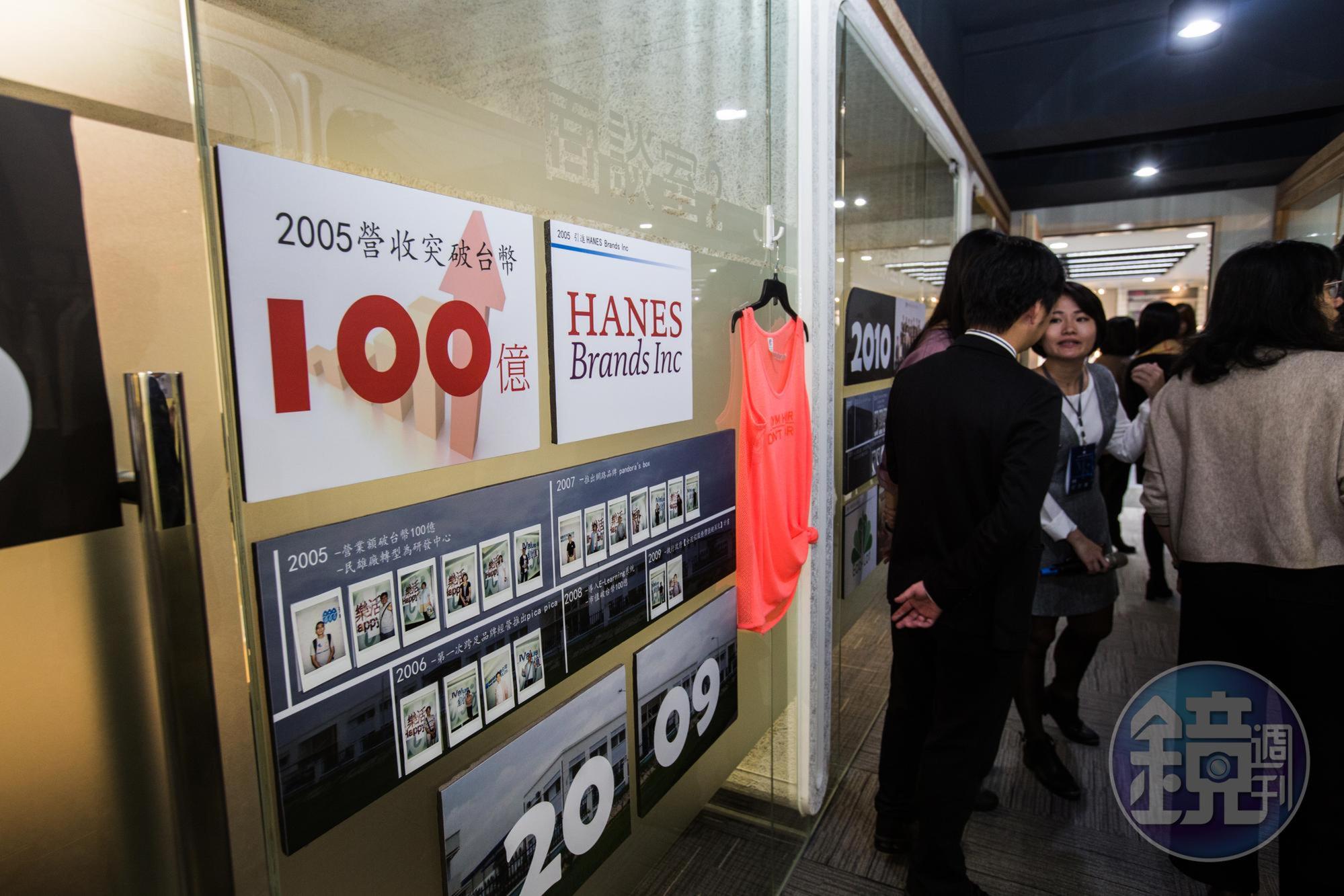 2005年，聚陽營收衝破百億元，2009年到2015年間更創下連7年成長。圖為聚陽公司走廊。