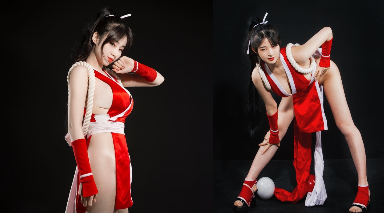 金宇賢Cosplay《餓狼傳說》系列的不知火舞角色，火辣尺度教人看了想噴鼻血。（翻攝自金宇賢IG）