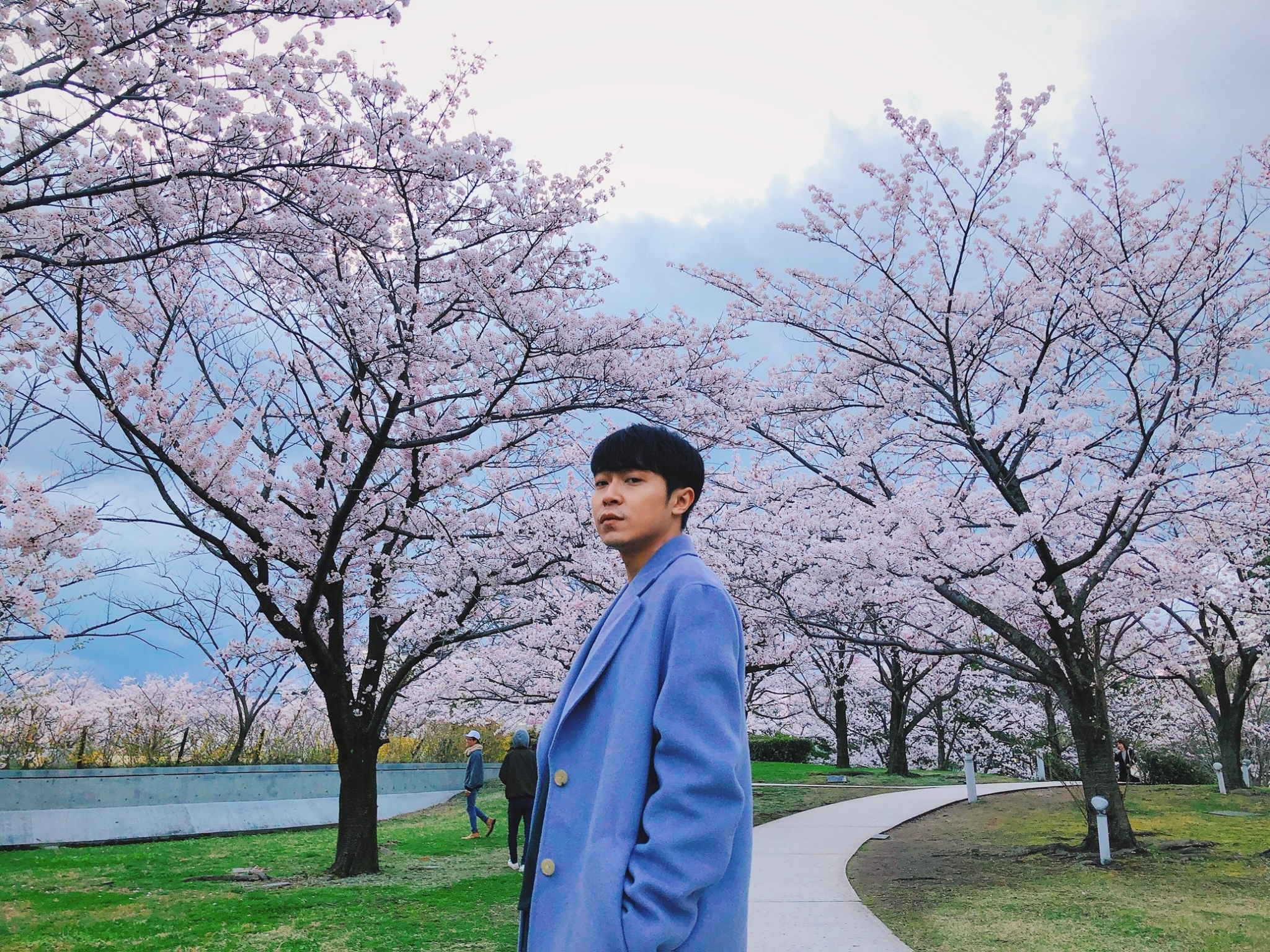 青峰近期飛到日本追星外，他也順便賞櫻花。（青峰本人提供）