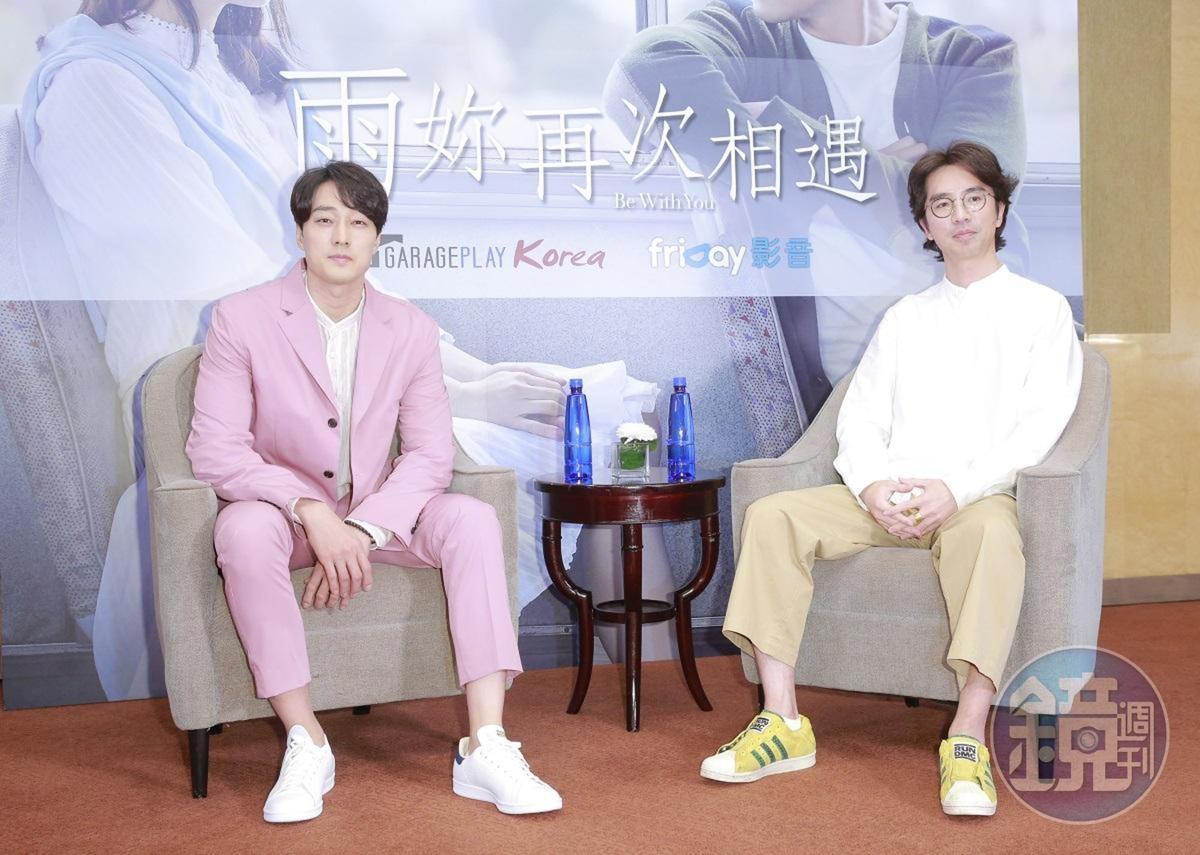 蘇志燮(左)與李章焄來台宣傳,坦言自己的性格與電影中男主角很像。