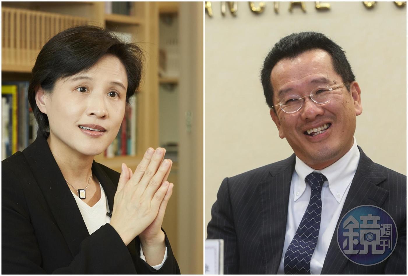 鄭麗君(左)與夫婿沈學榮名下財產暴增超過6億元;顧立雄(右)與妻子王美花去年購入土地2筆與建物7筆。