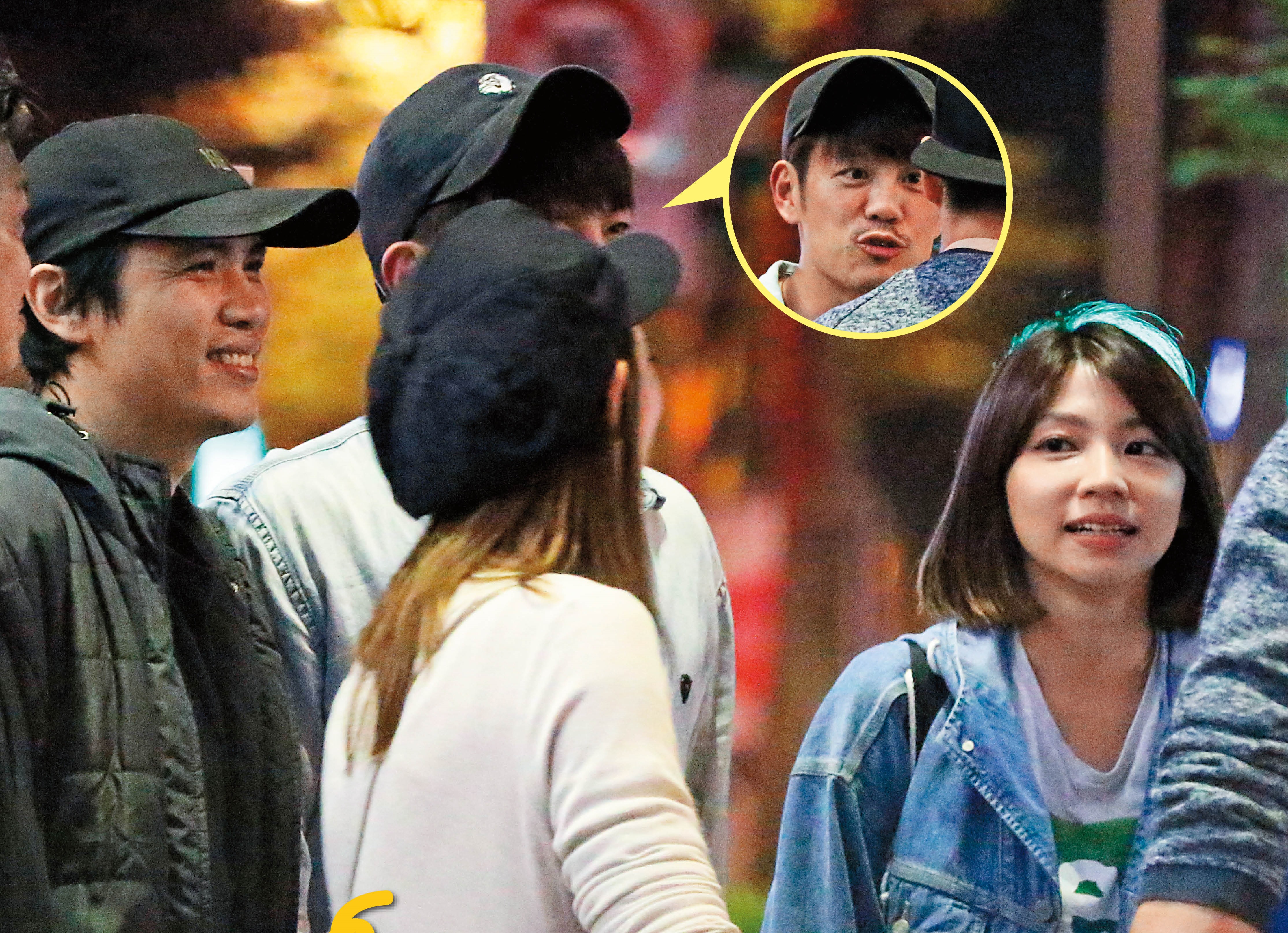 於4月11日01點16分，本刊直擊曾智希（右二）和陳志強（右三）穿牛仔情侶裝，看起來心情不錯。