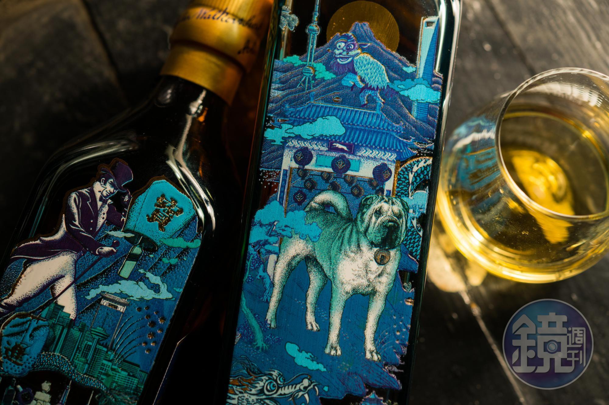 「JOHNNIE WALKER藍牌《狗年典藏》」有如精湛的藝術品。(5,800元/瓶)