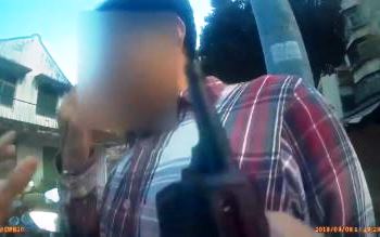 曾男吞食疑似毒品吸食用工具滅證。（松山分局提供）