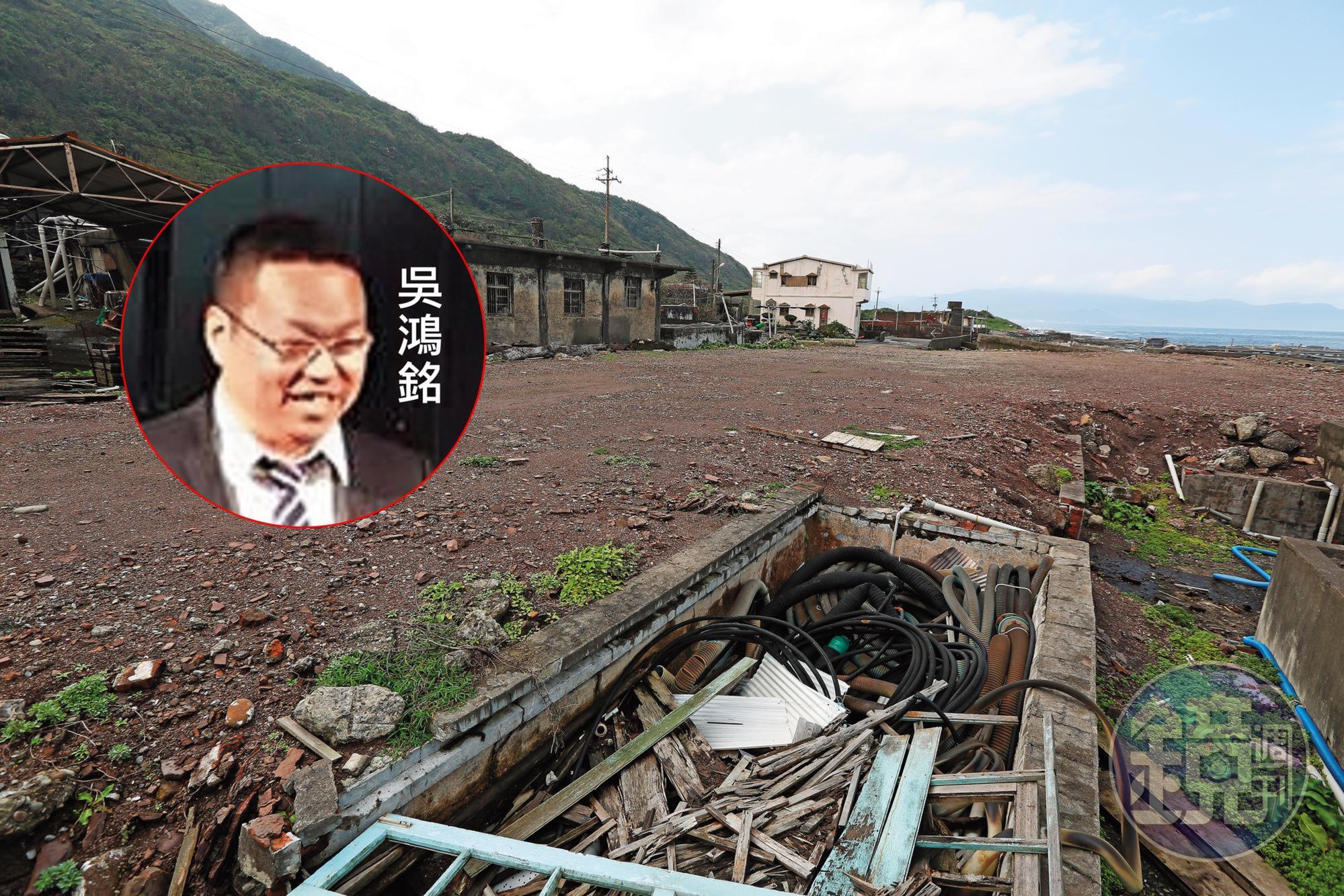 近千坪的養殖池被土石填平，現場還留有不少廢棄物。