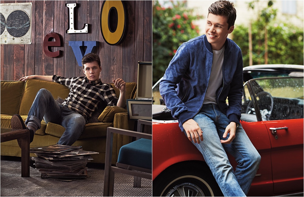 有一雙長腿，身高188公分的尼克羅賓森，因為演出《親愛的初戀》同志高中生角色（右），成了萬千迷妹的「新老公」，人氣狂飆。