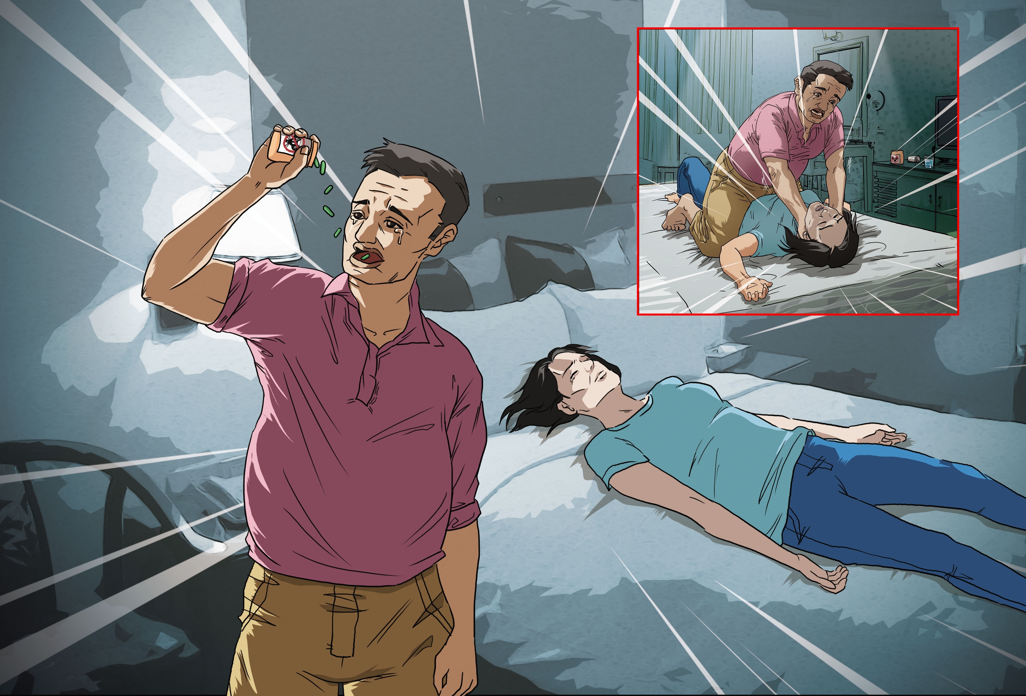 蔡男殺了妹妹後也不願獨活，吞老鼠藥試圖自盡。