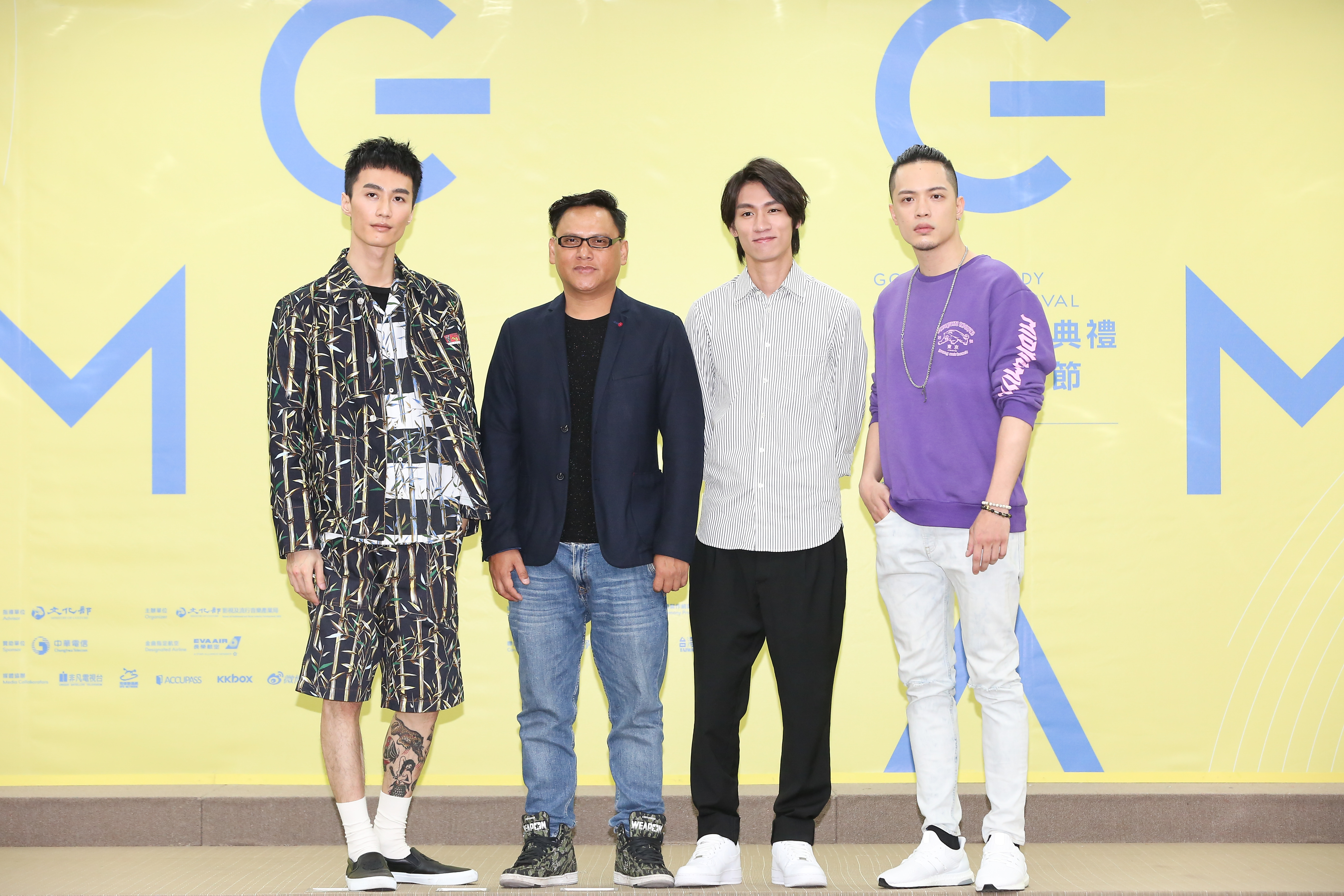 李英宏、桑布伊、柯智棠及J.Sheon出席2018GMA金曲系列活動起跑記者會。