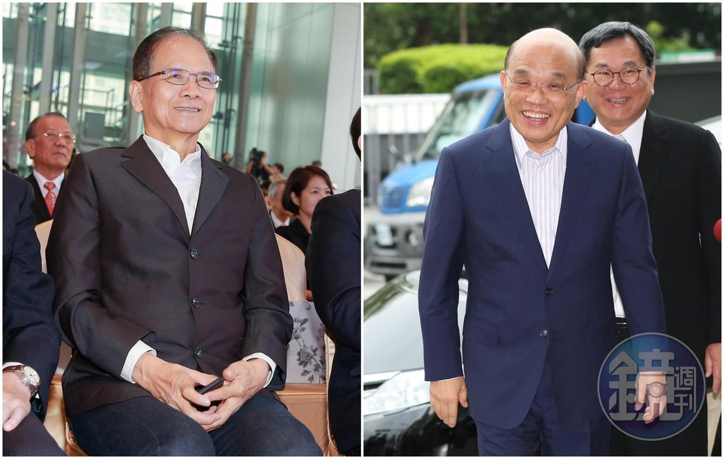 蘇貞昌(右)將在明(26)日上午拜會前行政院長游錫堃(左)。