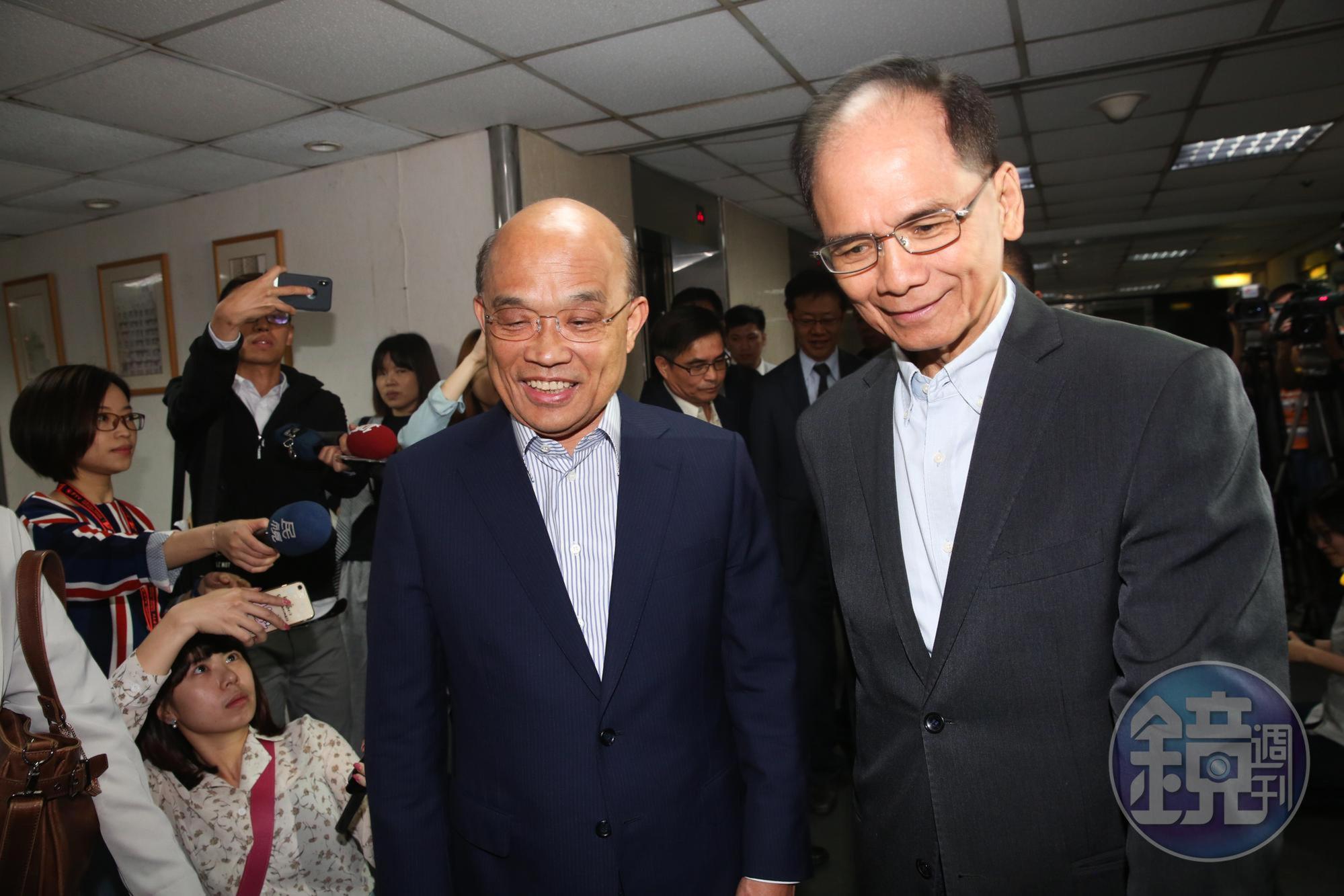 民進黨新北市長參選人蘇貞昌，今早9時前往台北市宜蘭同鄉會拜會前行政院長游錫堃。