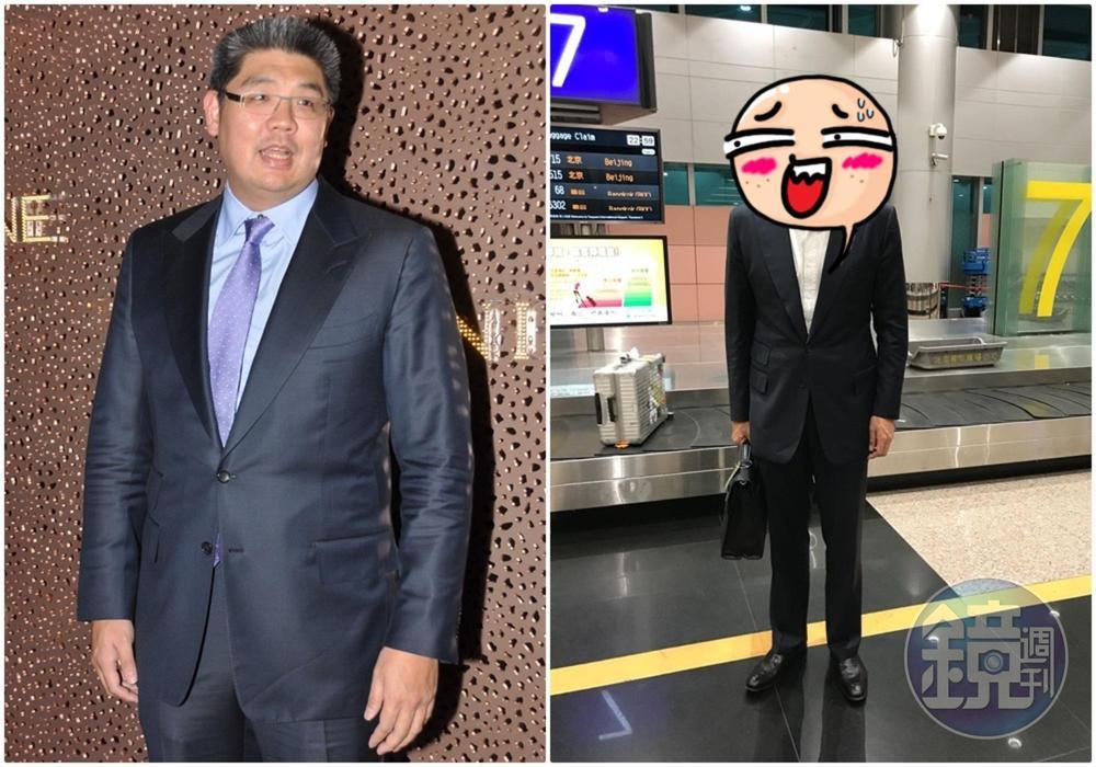 本刊讀者日前在桃園機場捕獲野生連勝文，身高超190公分的他，又比去年精瘦。