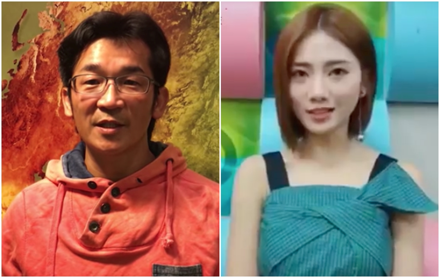 魏德聖（左）與豆花妹（右）錄製宣導短片為微行動公益活動加持。（樂覓互動科技）