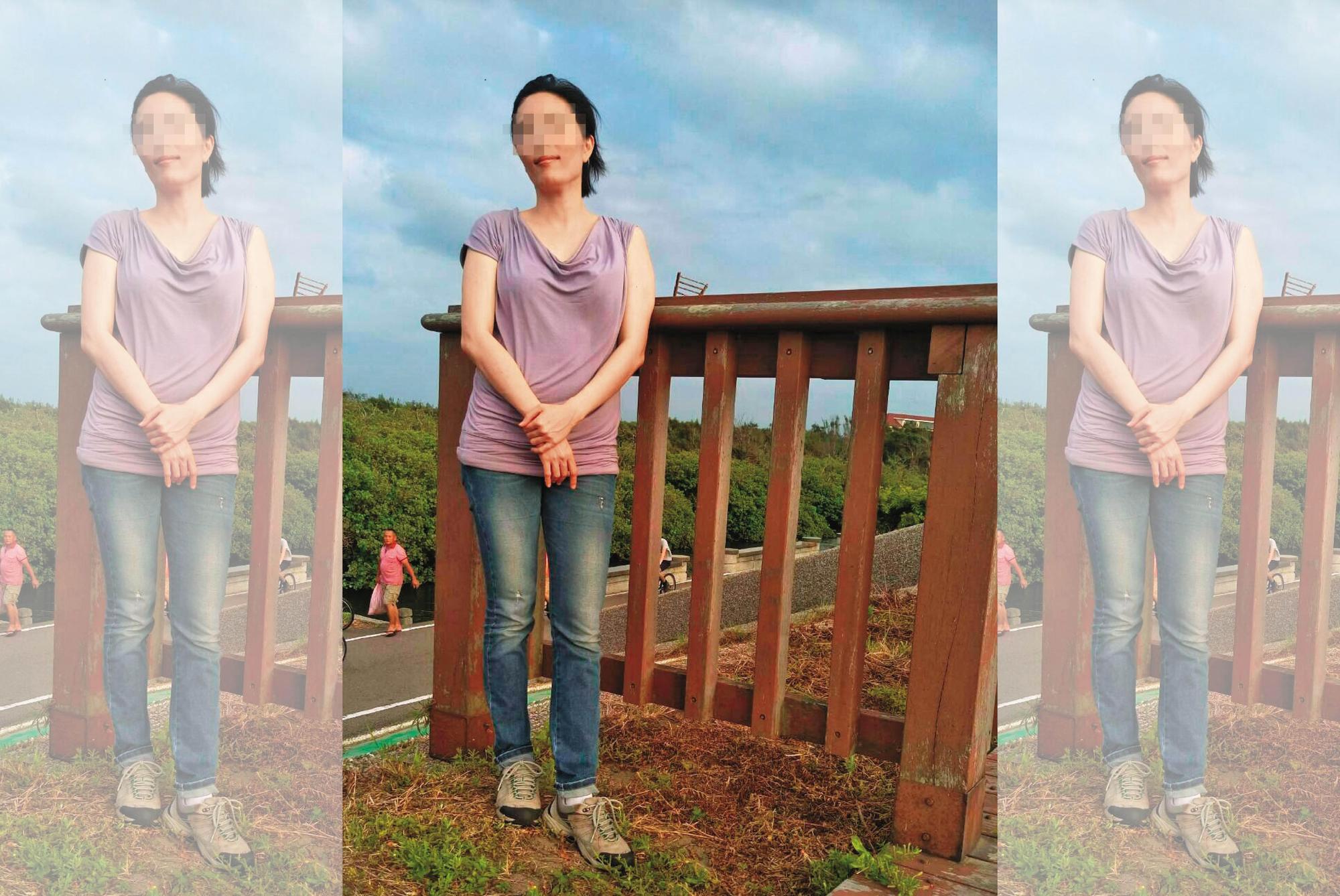 年近44歲的林女身材高佻，外表如清秀佳人。（被害人提供）