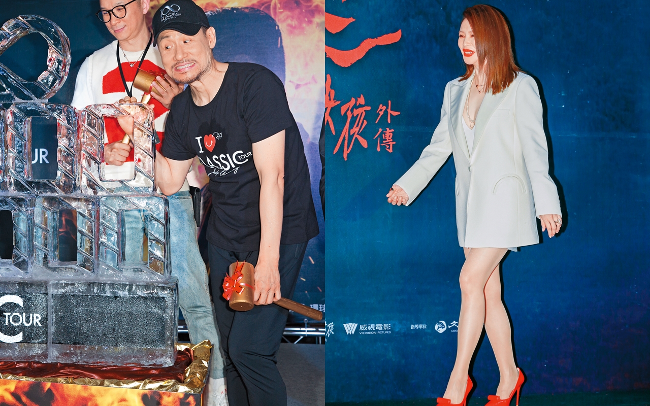 歌神張學友在慶功記者會上相當活潑，徐若瑄出道多年依舊風情萬種。