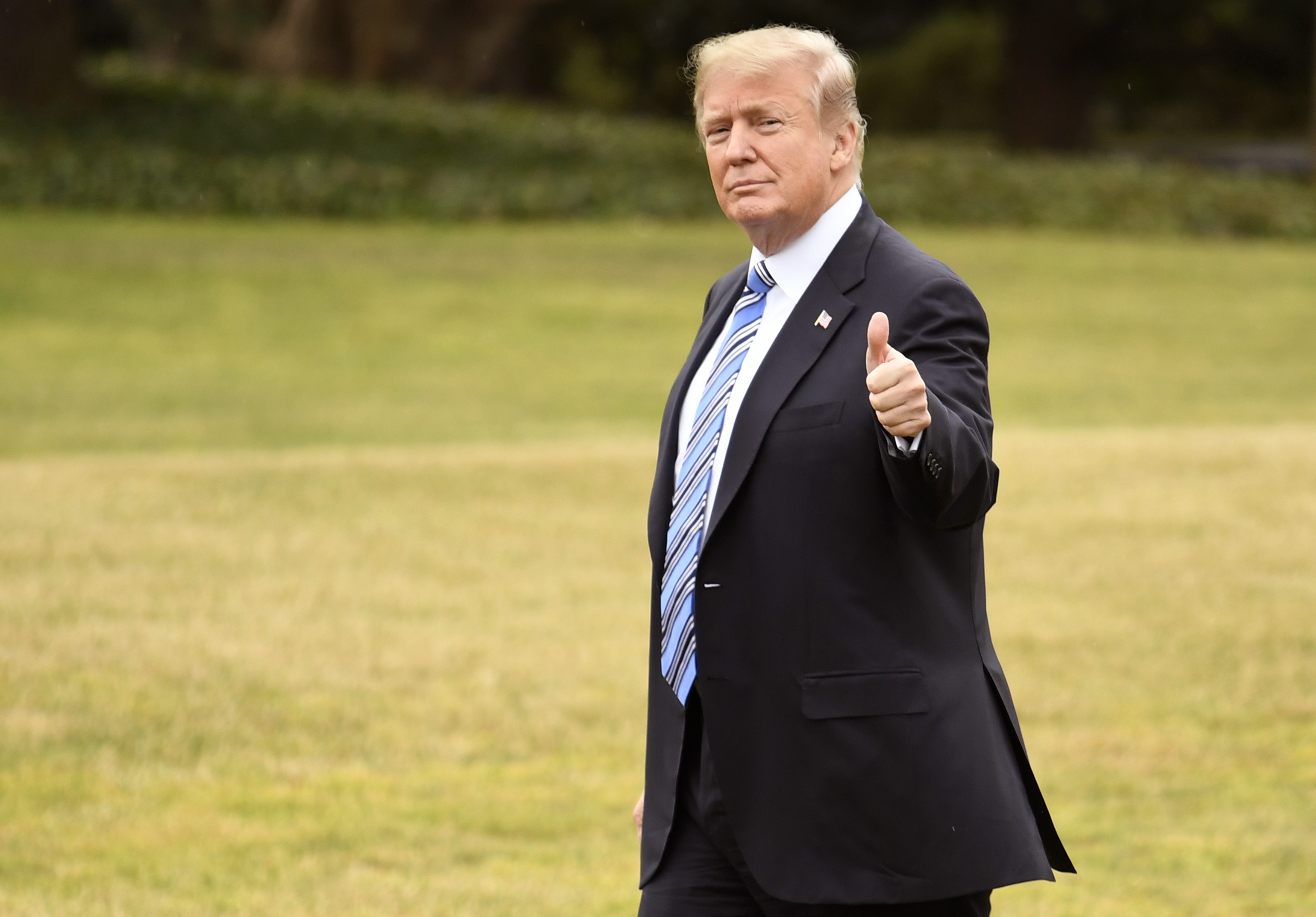 南韓總統文在寅將兩韓關係改善一事歸功於美國總統川普（圖）。（東方IC）