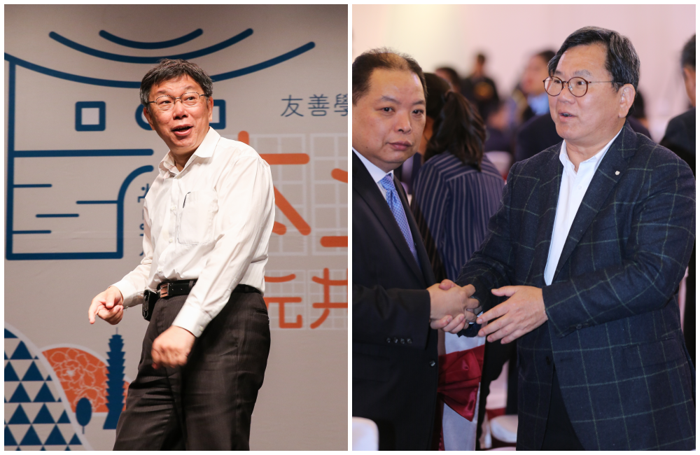 民進黨台北市黨部主委黃承國（右圖左）證實，昨晚與選對會召集人陳明文（右圖右）等人夜會柯文哲。