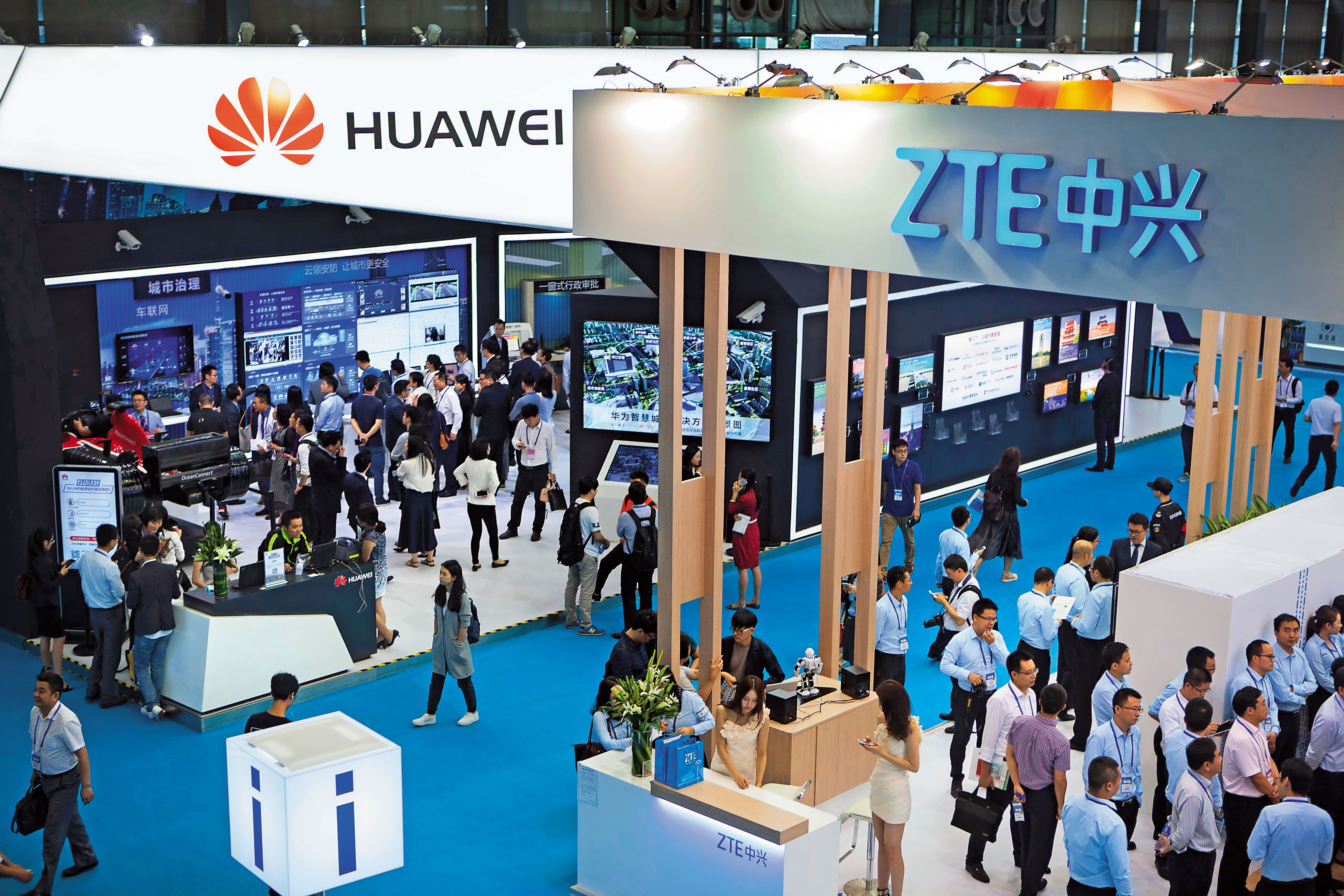 中國電信商中興通訊（ZTE）遭美國施以7年禁止採購令，中國表達強烈不滿。（東方IC）