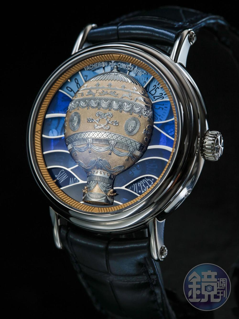《Métiers d’Art Les Aérostiers》手工雕刻的金質氣球至少得經3周製作而成,至於背景則以罕見的鏤空琺瑯裝飾,如同微型彩色玻璃花窗般能隱約看見底部細膩機芯。功能:時間顯示/機芯:自動上鏈機芯/建議售價:約NT$4,770,000(限量5只)
