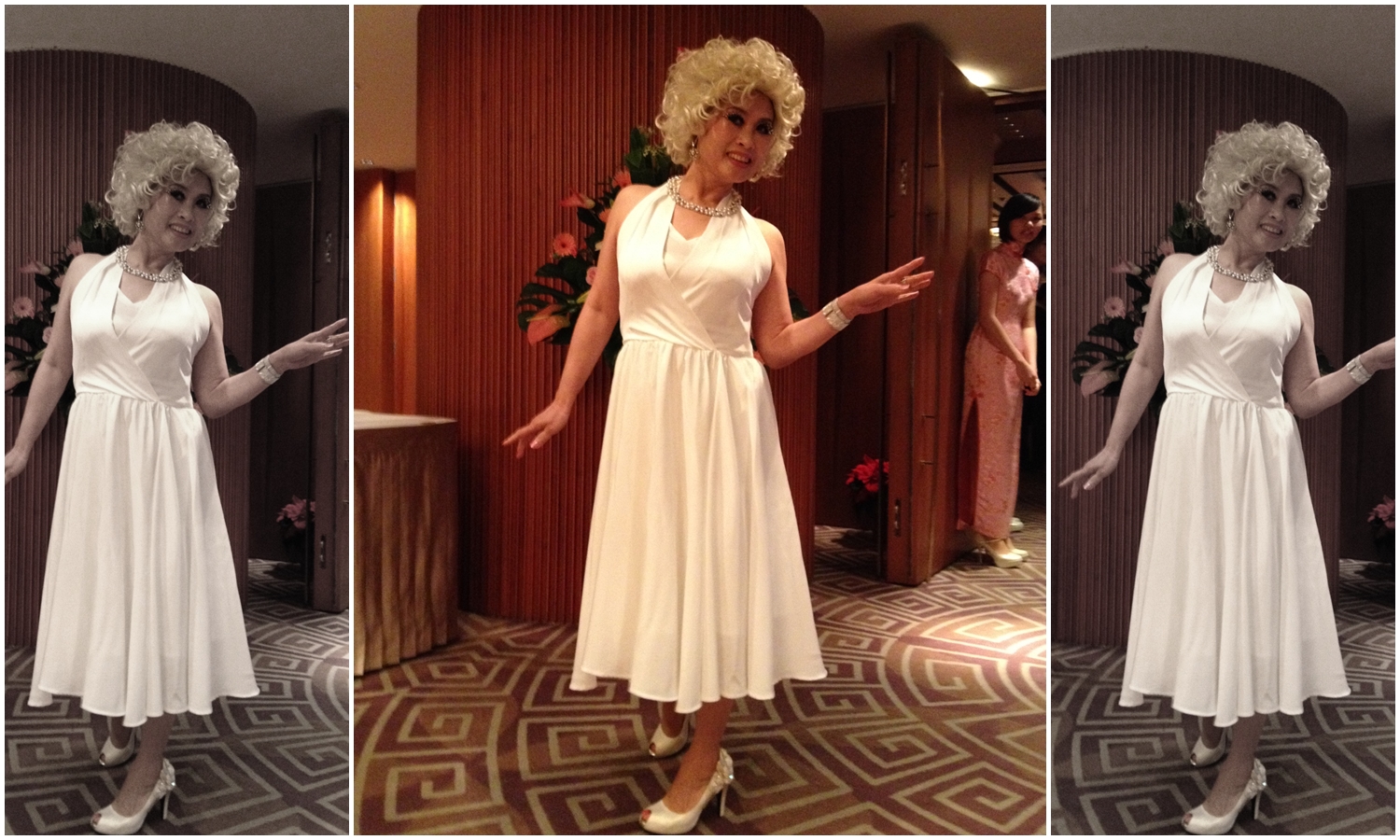 王麗珠比實際年齡看起來更年輕，她變裝扮偶像瑪麗蓮夢露。（王麗珠提供）