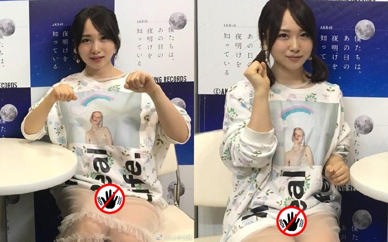 AKB48成員高橋朱里下身薄紗裙令人引發遐想。（翻攝自微博）