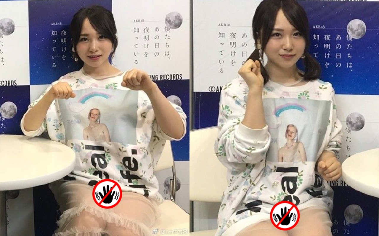 AKB48成員高橋朱里下身薄紗裙令人引發遐想。（翻攝自微博）