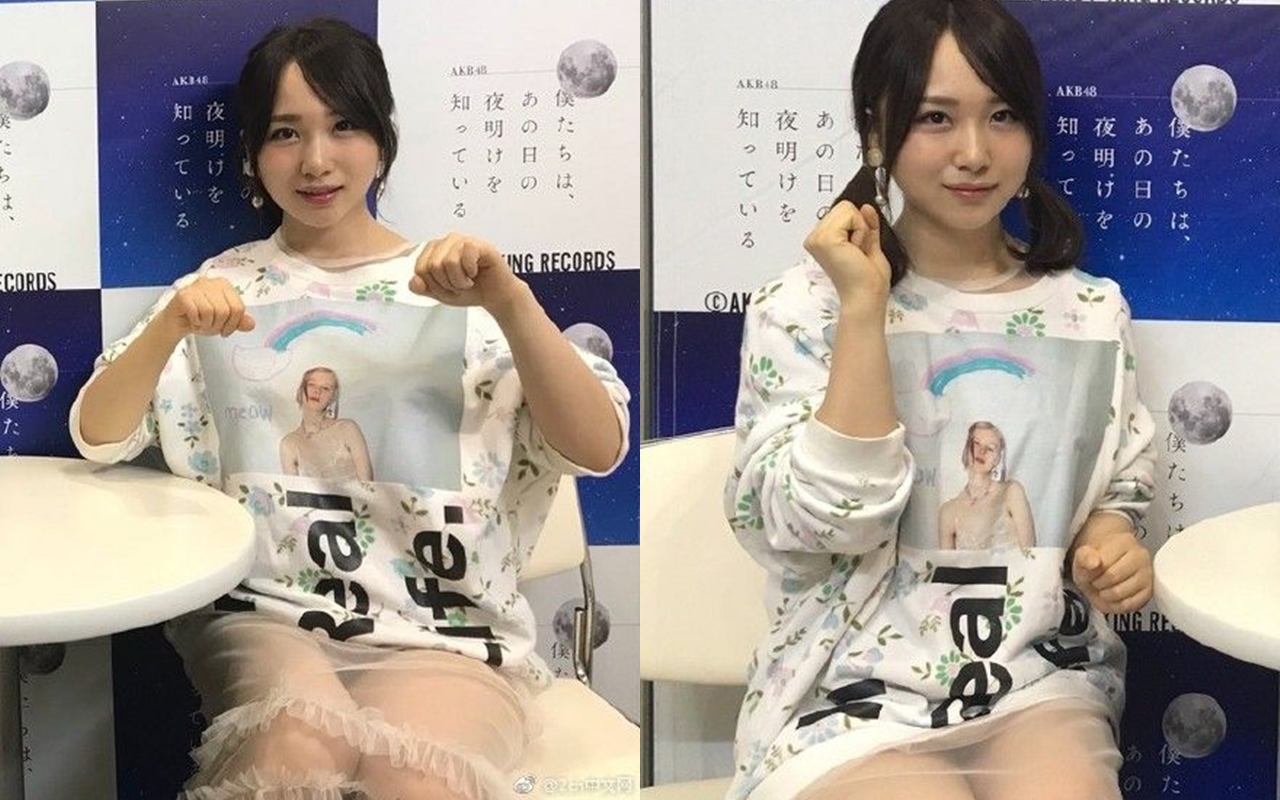 AKB48成員高橋朱里下身薄紗裙令人引發遐想。（翻攝自微博）