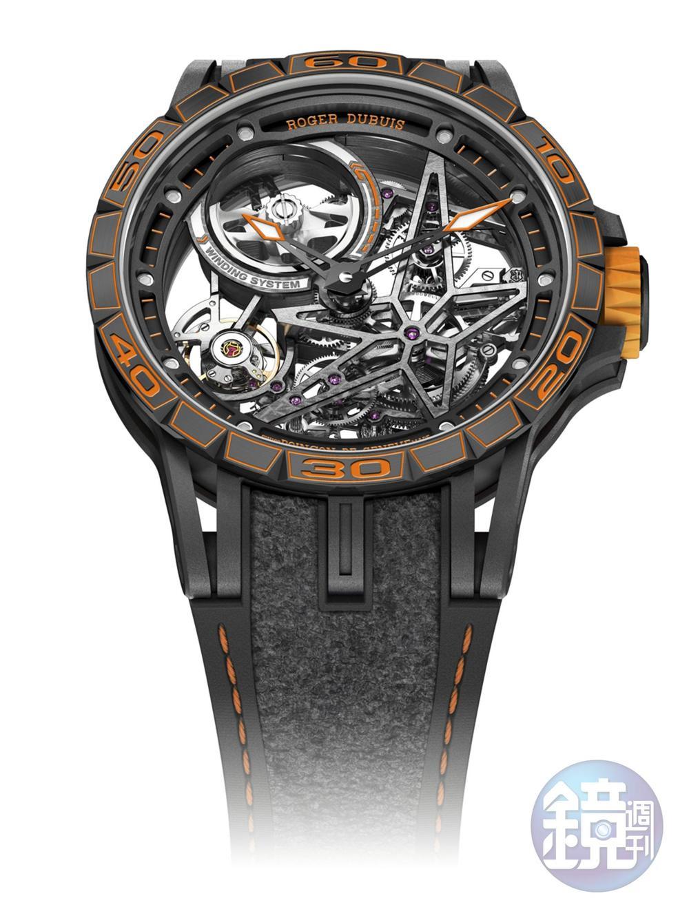《Excalibur Spider Pirelli - Superhard Orange》功能:時間顯示;計時碼錶/機芯:自動上鍊機芯/建議售價:NT$2,290,000(限量88只)