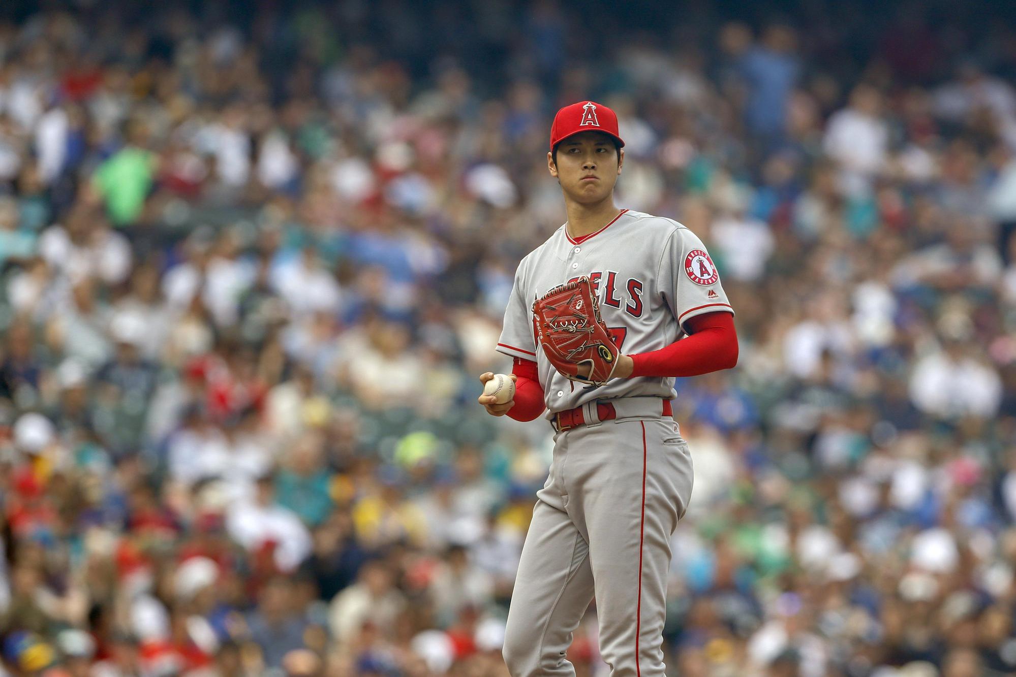 大谷對自己退場前的表現並不滿意。(東方IC)