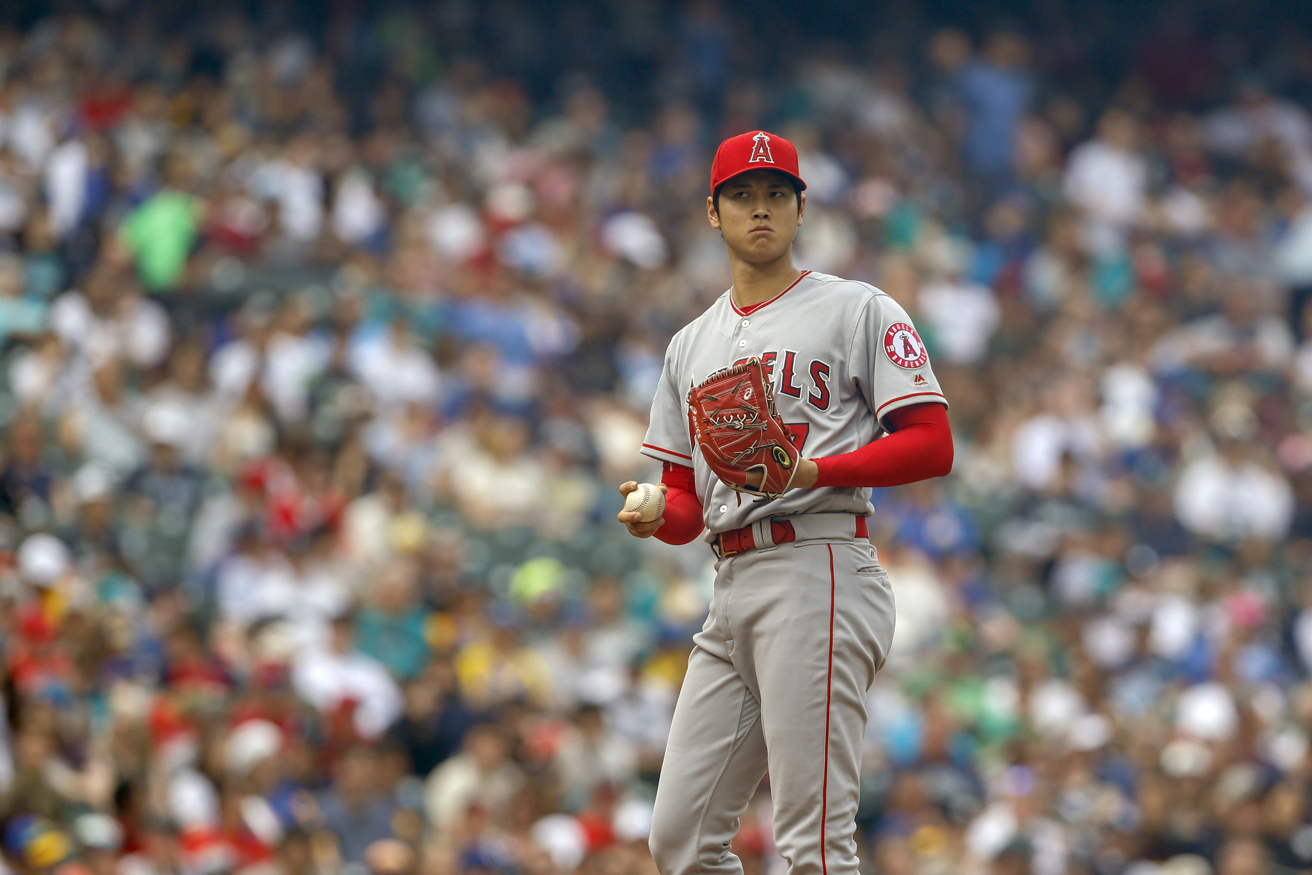 大谷對自己退場前的表現並不滿意。（東方IC）