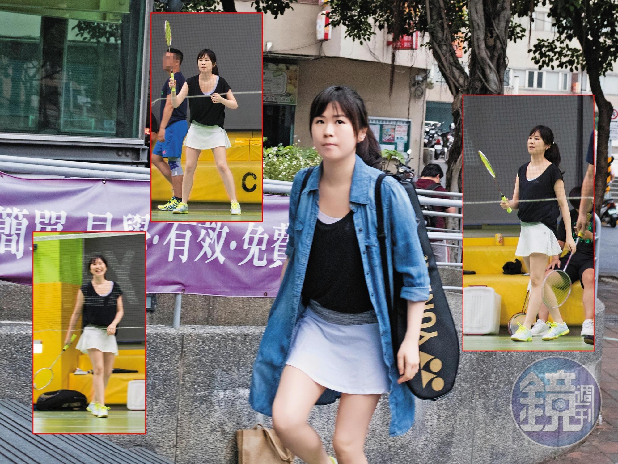 王思涵穿著輕便,現身在萬華運動中心,準備與球友練球。