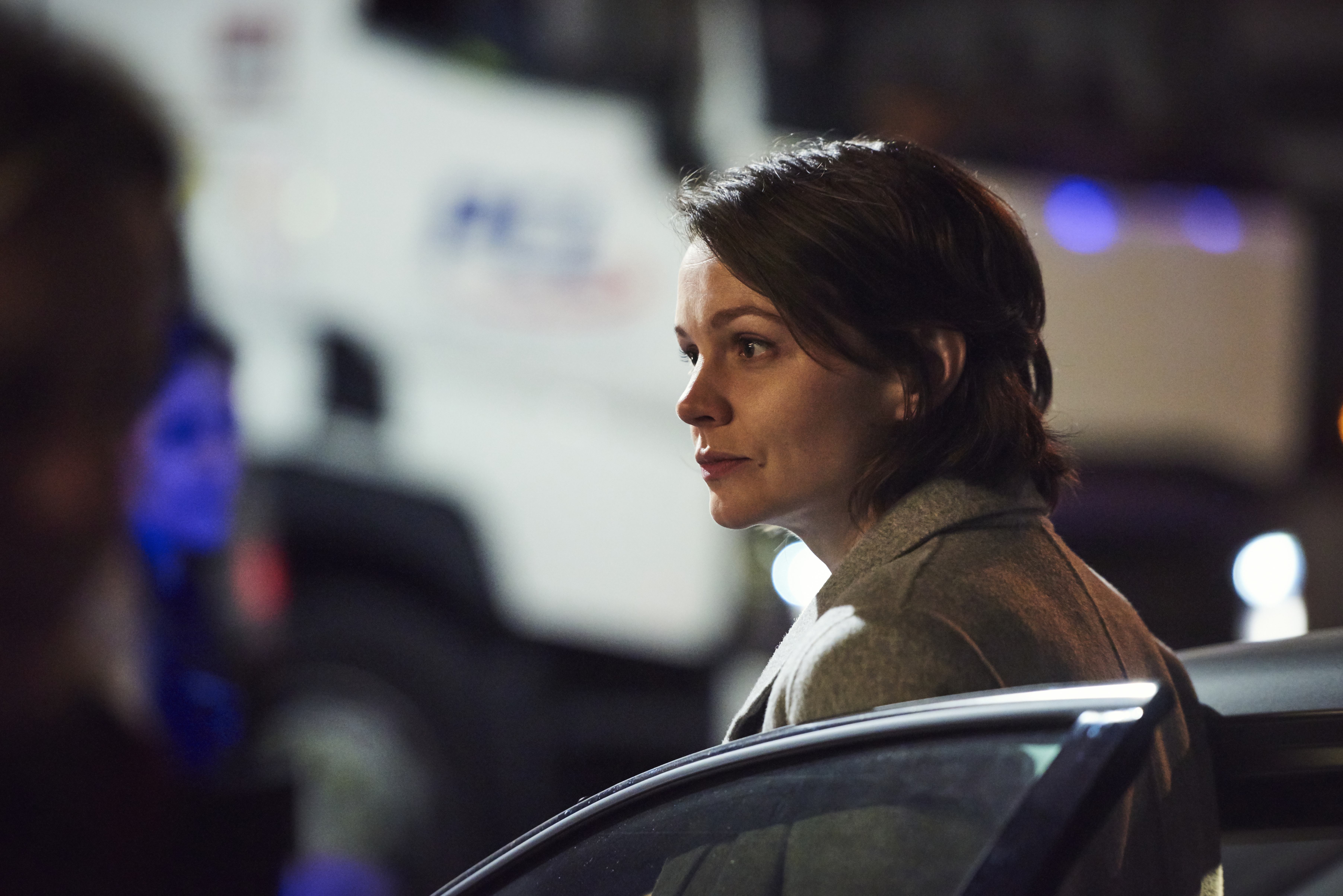 《附帶效應》中的凱莉墨里根是個懷孕中的警探，因為她剛好在拍攝時懷孕了。（Netflix提供）