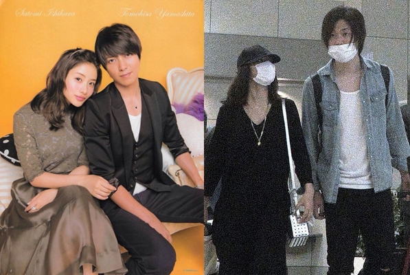 拍攝《朝5晚9》時，石原聰美跟山下智久（左圖）爆出熱戀，一度傳出婚訊但最後玩完；右為石原聰美跟新歡前田裕二。（翻攝 ENDIA網站、《週刊文春》）