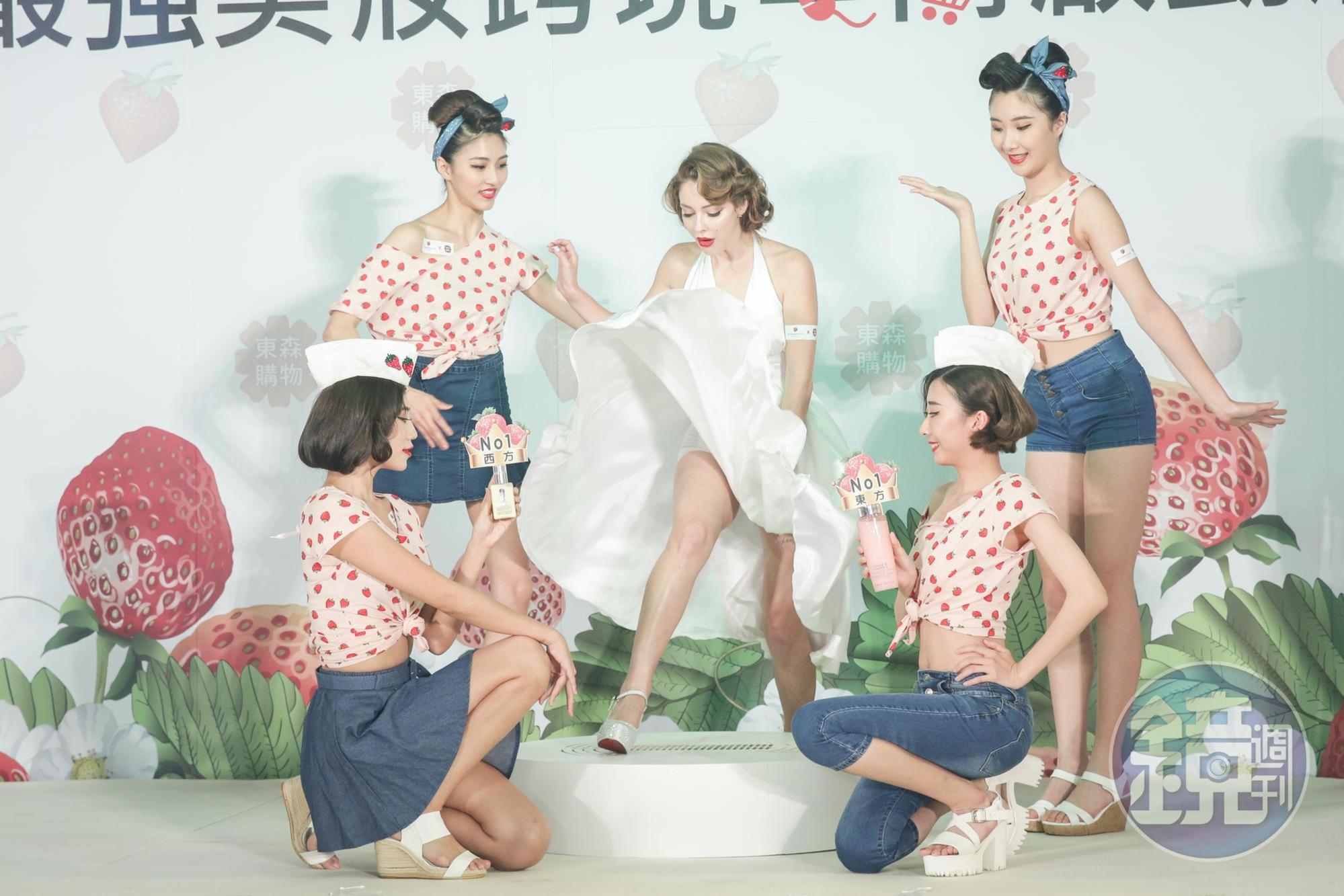 安妮化身瑪麗蓮夢露，上演裙子飛起橋段。