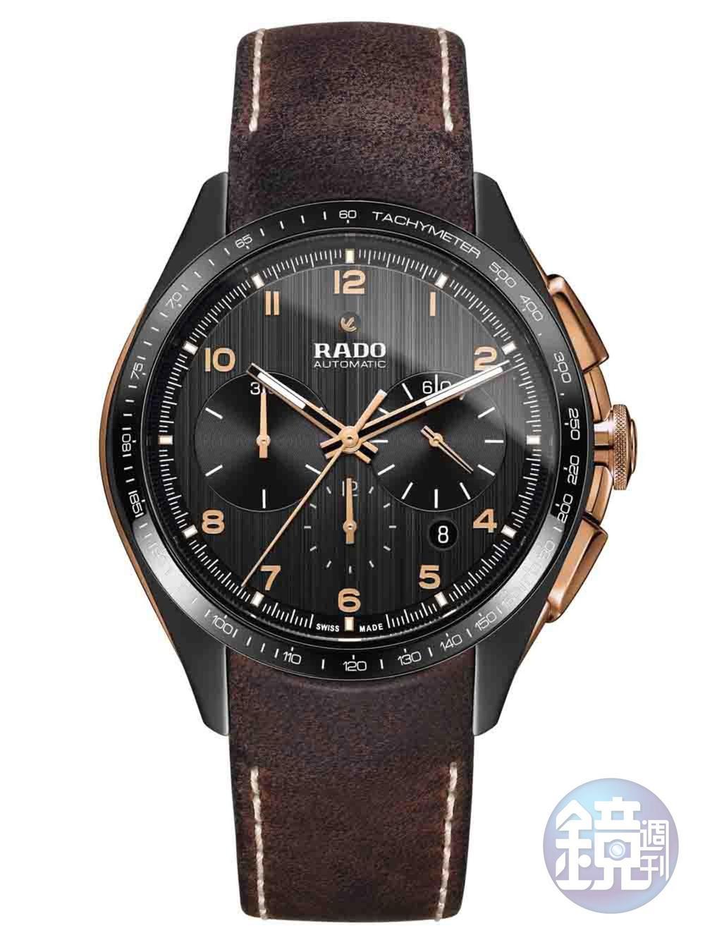 《HyperChrome Chronograph Bronze》HyperChrome系列從最開始便透過結合陶瓷以外的不同材質組合，讓錶款的細節與樣貌產生更多變化，今年雷達首度加入銅材質，不褪色的陶瓷與隨著時間變化色調的銅材質，會激盪出什麼火花呢？功能：時間顯示；計時碼錶／機芯：自動上鏈機芯／建議售價：約NT$165,600（限量999只）