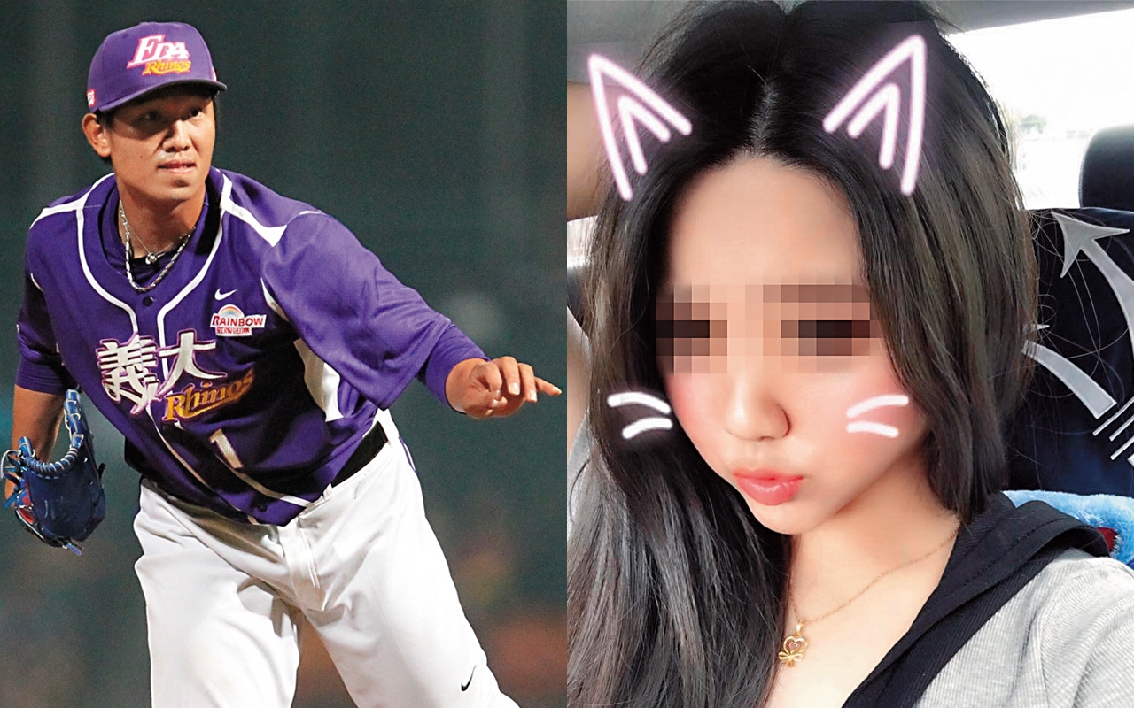 黃勝雄被爆料婚後依舊偷腥不改，多次家暴，打到黃妻視網膜剝離、臉部紅腫。（左圖翻攝自CPBL官網，右圖翻攝自臉書）