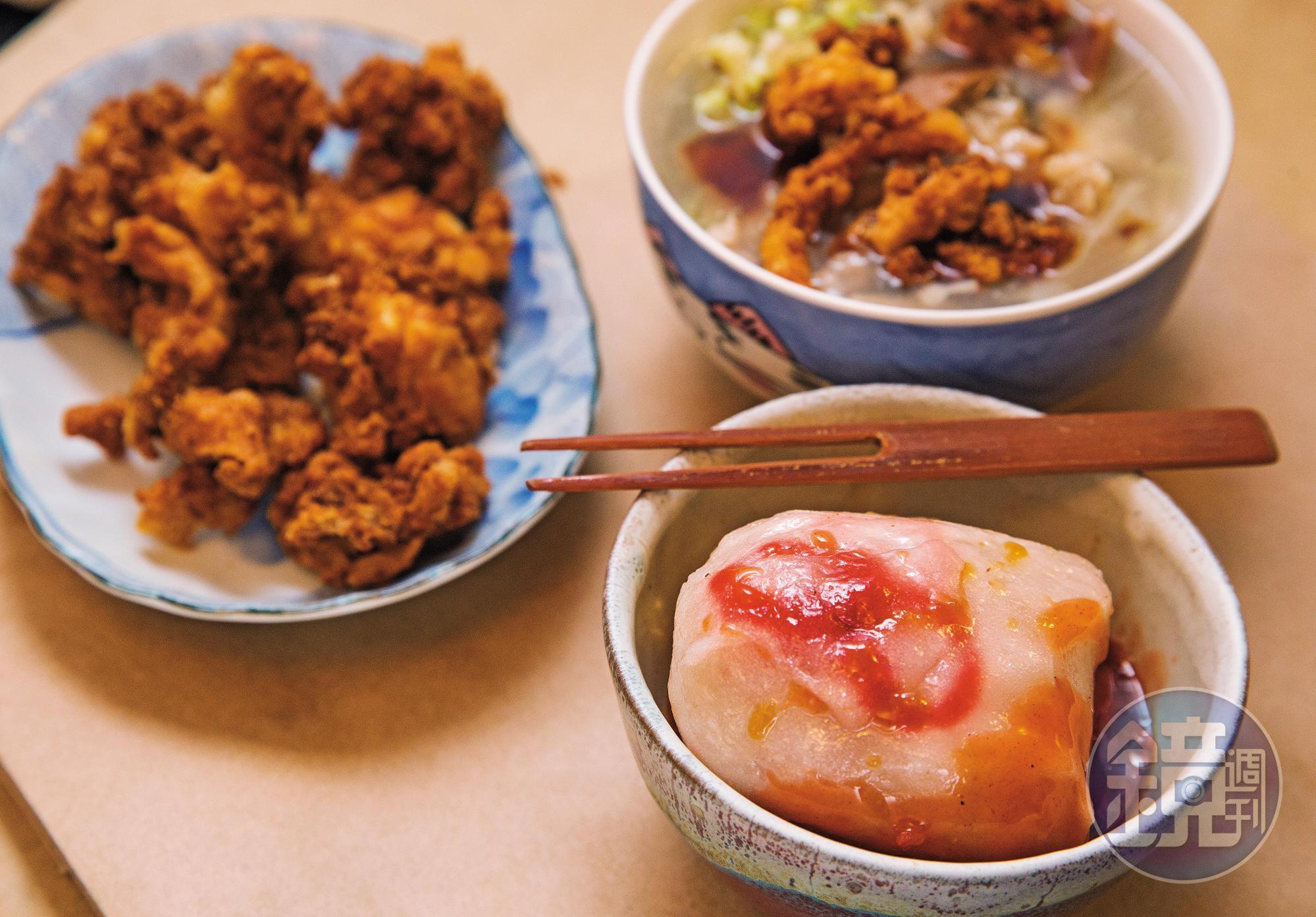 肉圓是羹湯之外的另一招牌，炸肉酥也可單買直接吃。（肉圓40元／顆，炸肉酥100元／份）