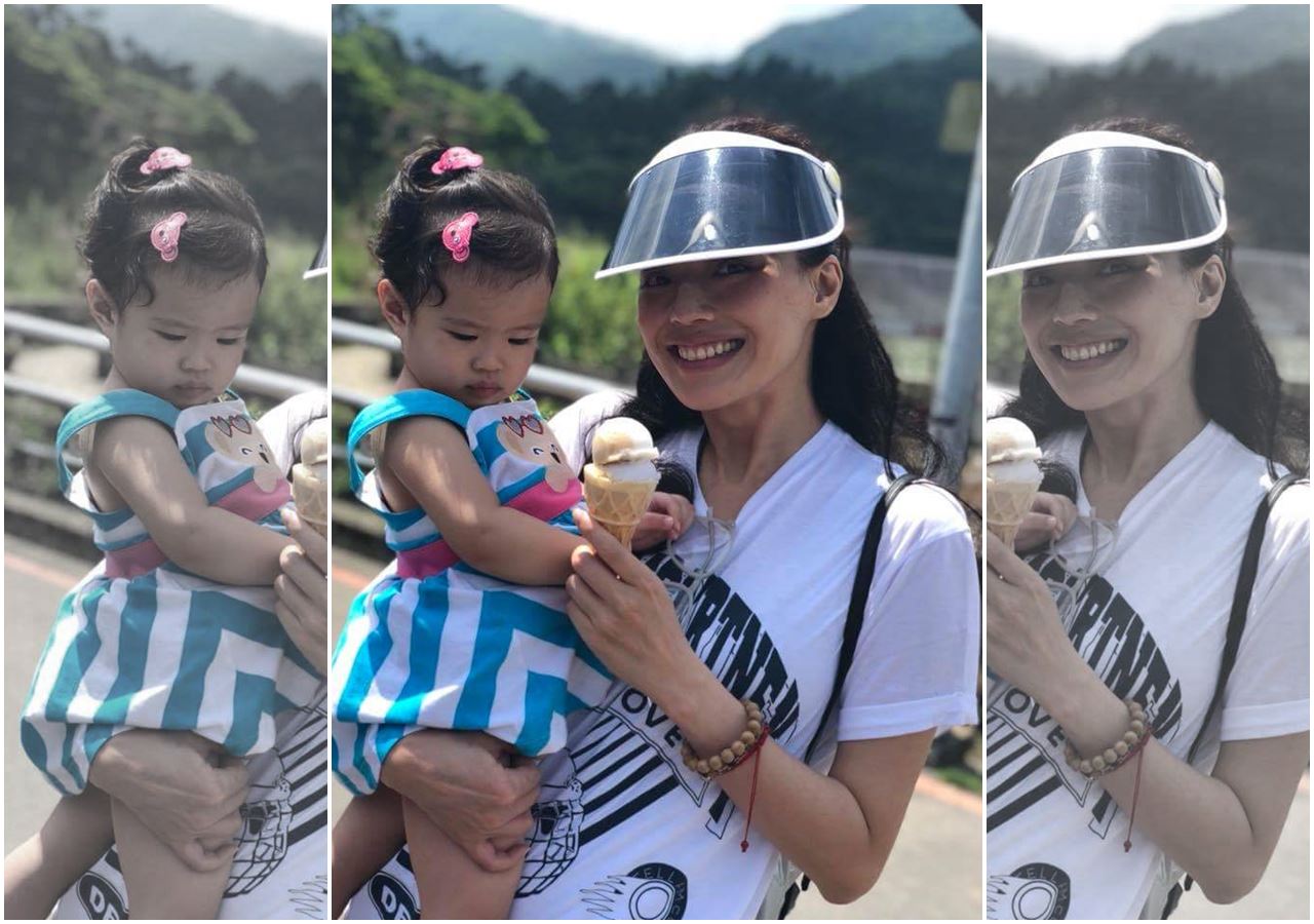 跟小女孩出遊的舒淇，開心抱著小孩合照。（翻攝自舒淇臉書）