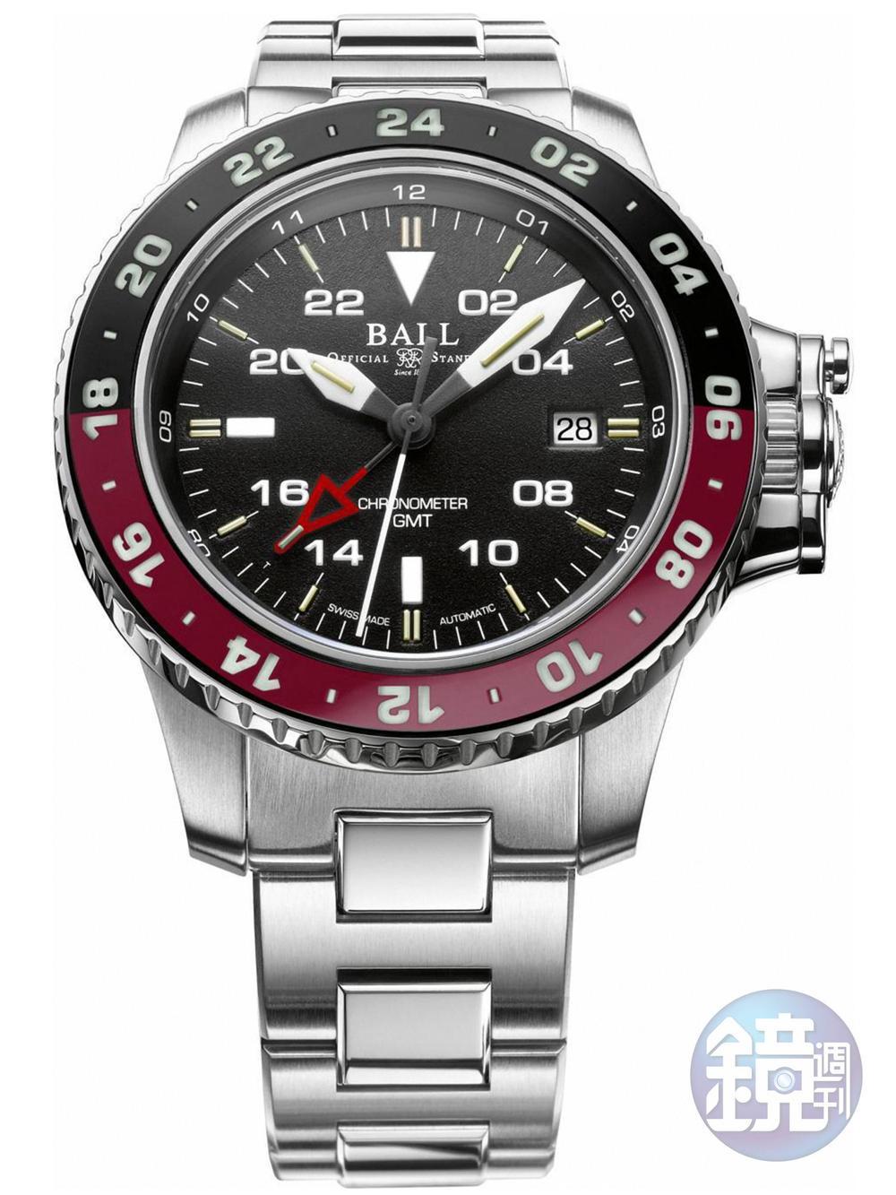 《Engineer Hydrocarbon AeroGMT》錶冠護肩能保護錶冠免受撞擊,而保護片則確保在調校時間後錶冠是完全鎖上,腕錶能抵禦7,500Gs撞擊及防水100米。功能:時間顯示;三地時區/機芯:自動上鍊機芯/建議售價:約NT$99,800