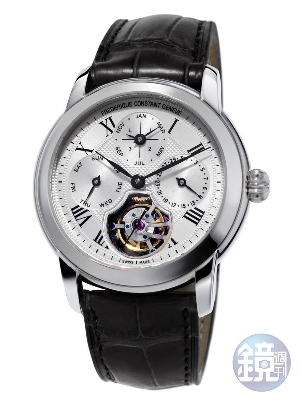 《Tourbillon QP》高階功能下放是近幾年很明顯的一個鐘錶趨勢,如TAG HEUER發表了五十萬台幣的陀飛輪、康斯登發表30萬台幣有找的萬年曆都是最佳的例子。這款「Tourbillon QP」結合了品牌都能自製的兩大功能,雖然達到了所謂的「大複雜」腕錶定義,但在價格上卻是親切到讓人不可思議!這或許是省略了行銷預算後,最實際的價格回饋。功能:時間顯示;萬年曆;陀飛輪/機芯:自動上鏈機芯/建議售價:約NT$698,000