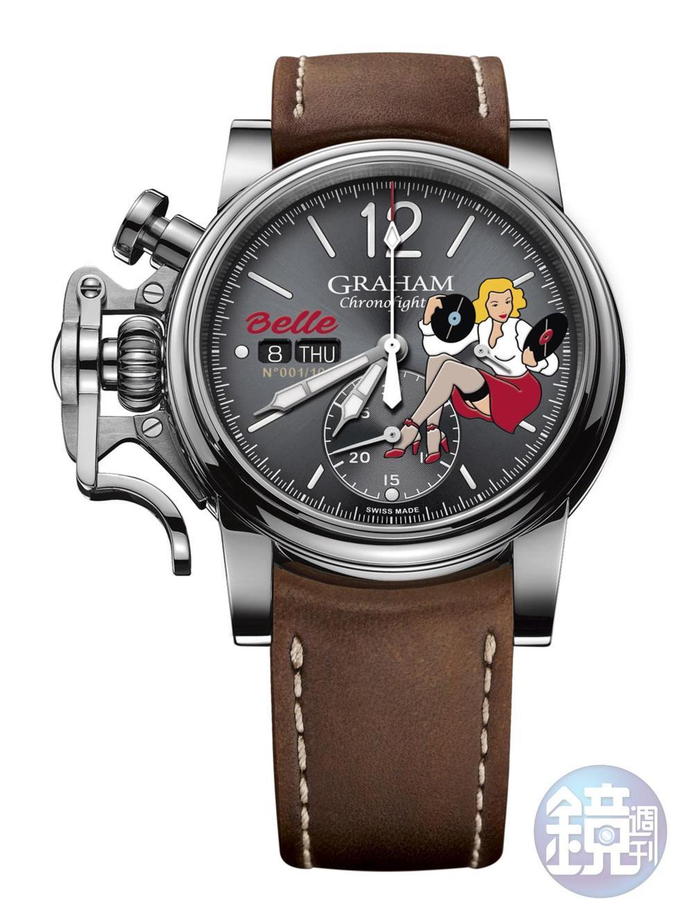 《Chronofighter Vintage Nose Art》Nose Art常見於戰機、戰車甚至是戰艦上，不過用在腕錶上倒是由格林漢創下了先例！功能：時間顯示；計時碼錶/機芯：自動上鍊機芯/建議售價：約NT$208,000（限量100只）