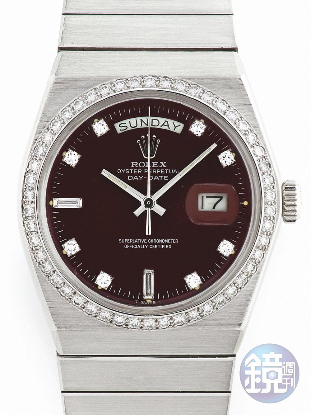 產於1970年代的Ref.1831採用珍貴的鉑金錶殼搭配酒紅色Stella鑽面，殼形類似Oysterquartz，但搭載的卻並非石英機芯、而是Cal.1556自動上鍊機芯。據專家指出，此錶全球僅8只，相當少見，故在2013年3月17日由安提古倫拍出20.65萬瑞郎高價，約合台幣640萬元。