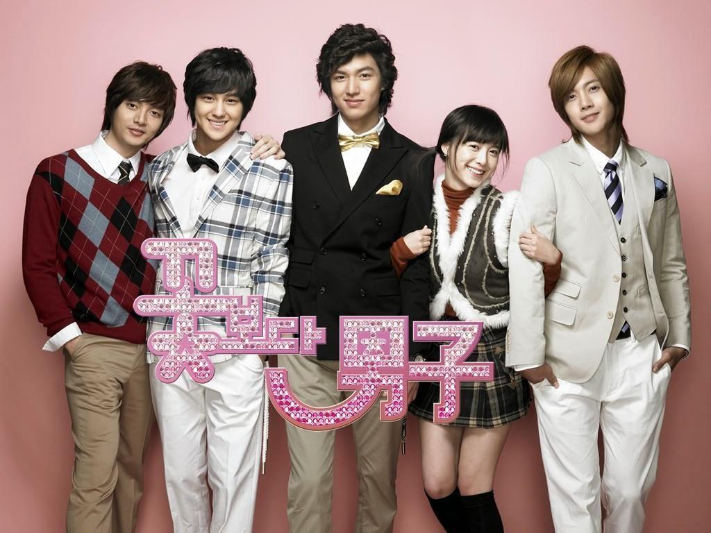 韓版《花樣男子》由金俊（左起）、金汎、李敏鎬、具惠善、金賢重主演。（翻攝自影劇圈圈）