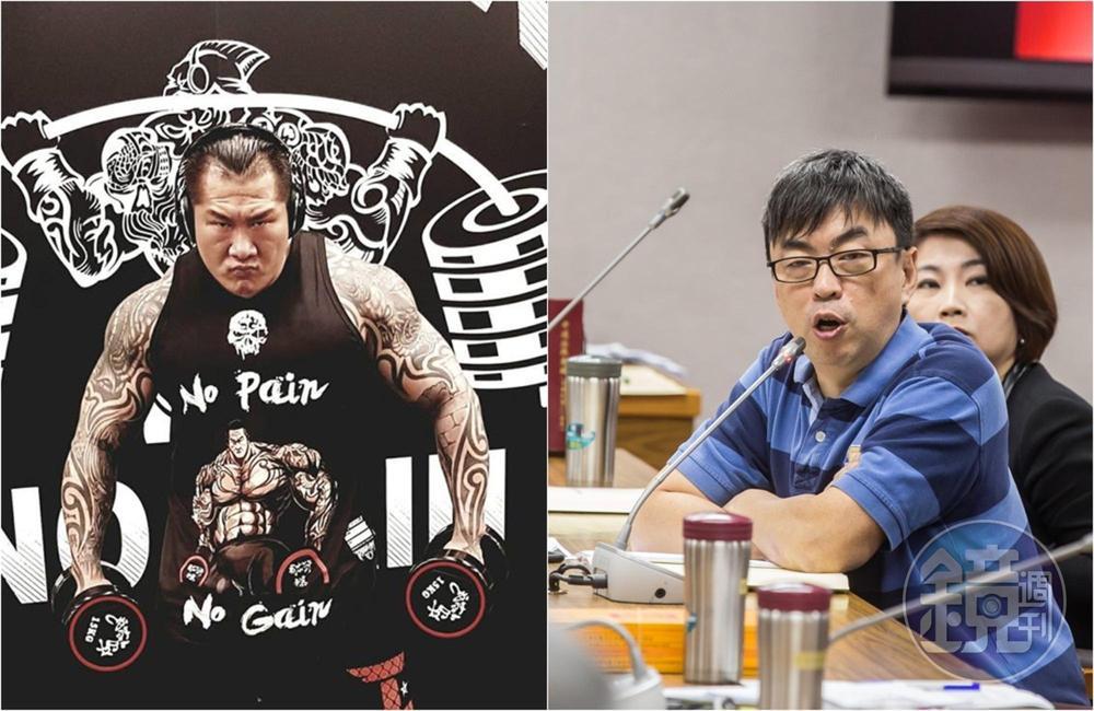 立委段宜康(右)和館長(左)為蔡英文政府捐助100萬美元給世界衛生組織一事槓上。(左圖取自飆捍粉絲專頁)